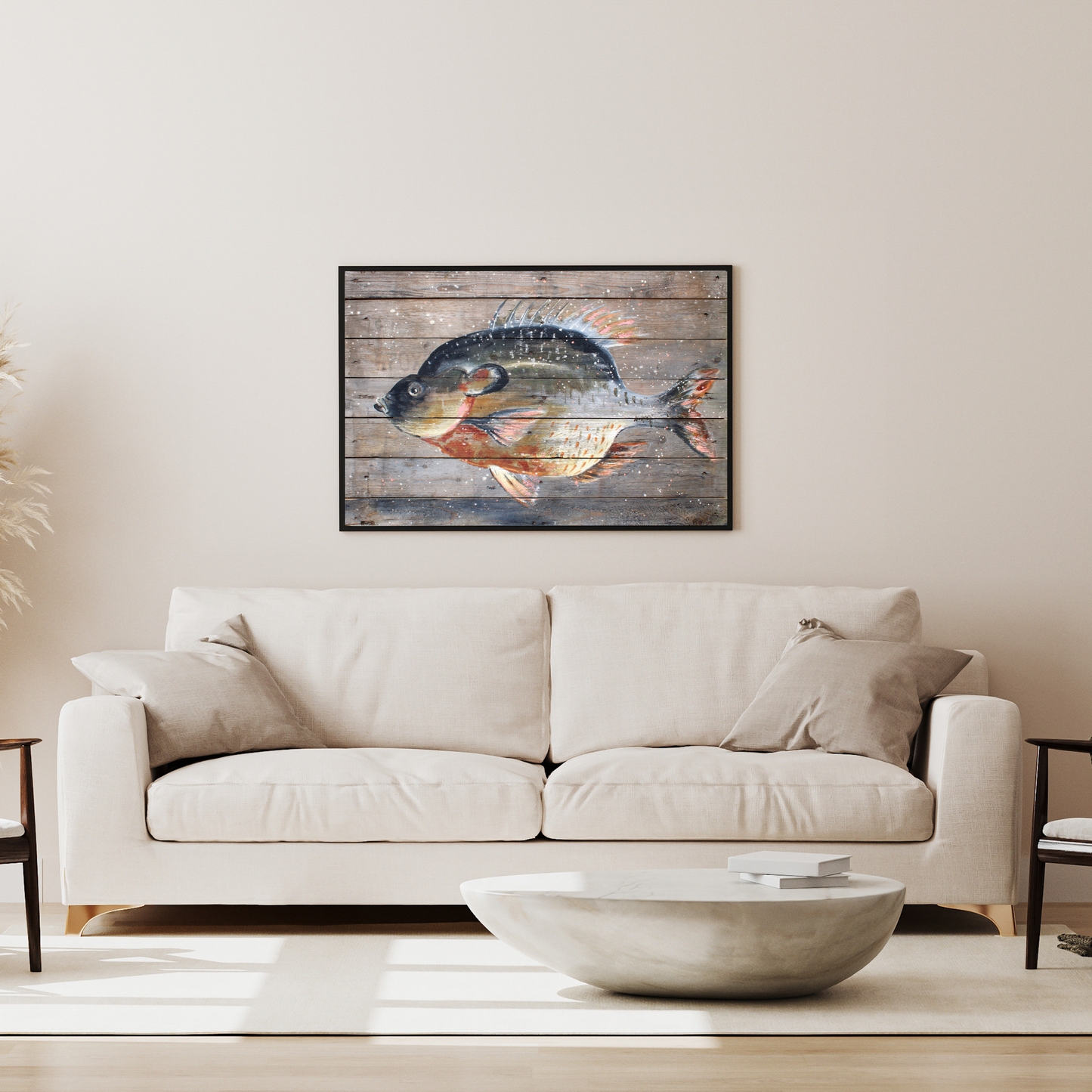 Catch Of The Day On Wood by STUDIO PAINT-ING