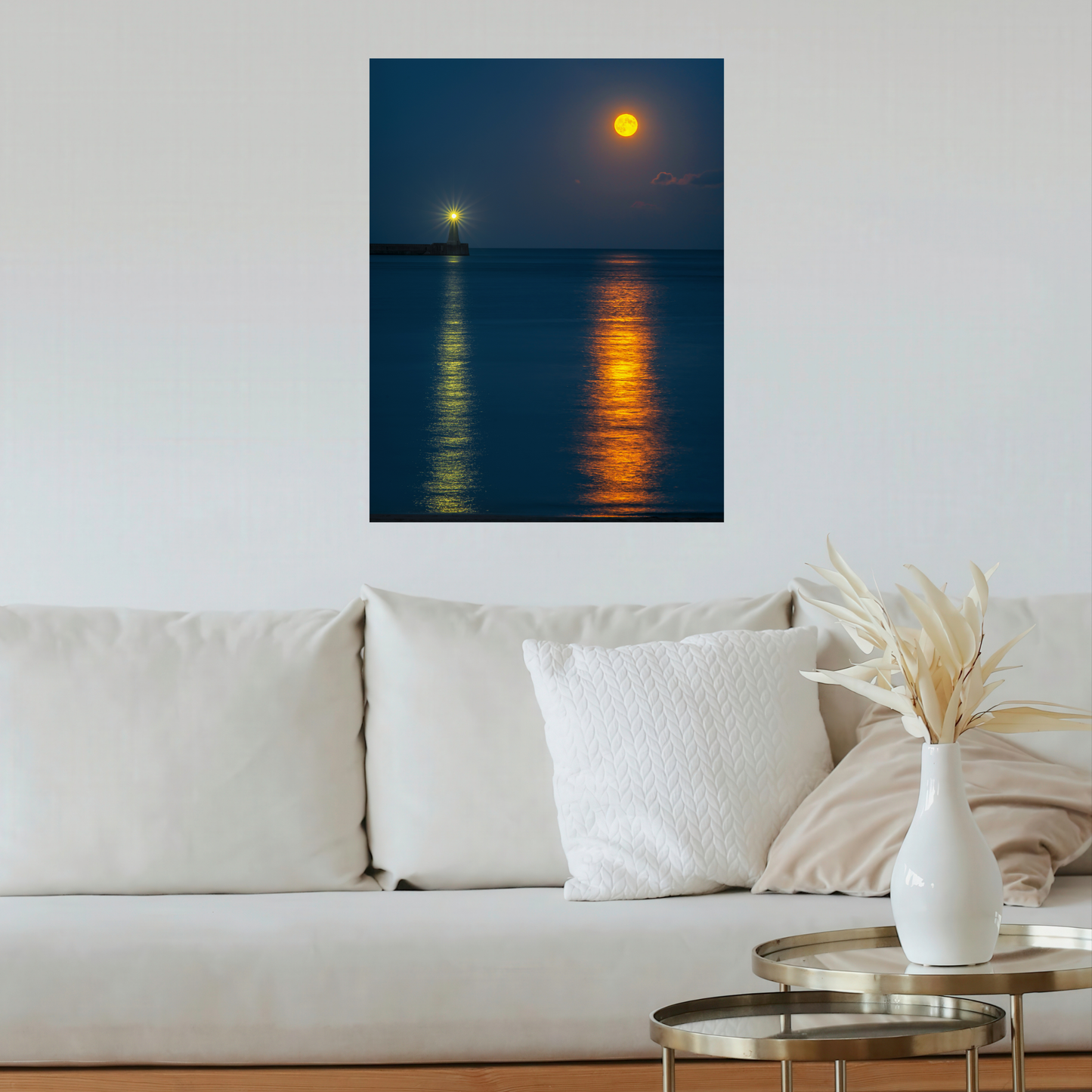 Moon and Lighthouse Reflections at Tynemouth by Steven Robinson