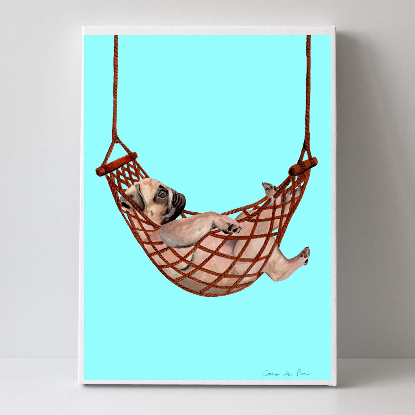 Pug in Hammock by Coco Deparis