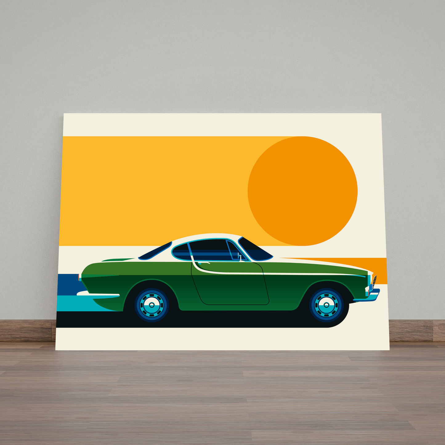 Green Vintage Sports Car Side by Bo Lundberg