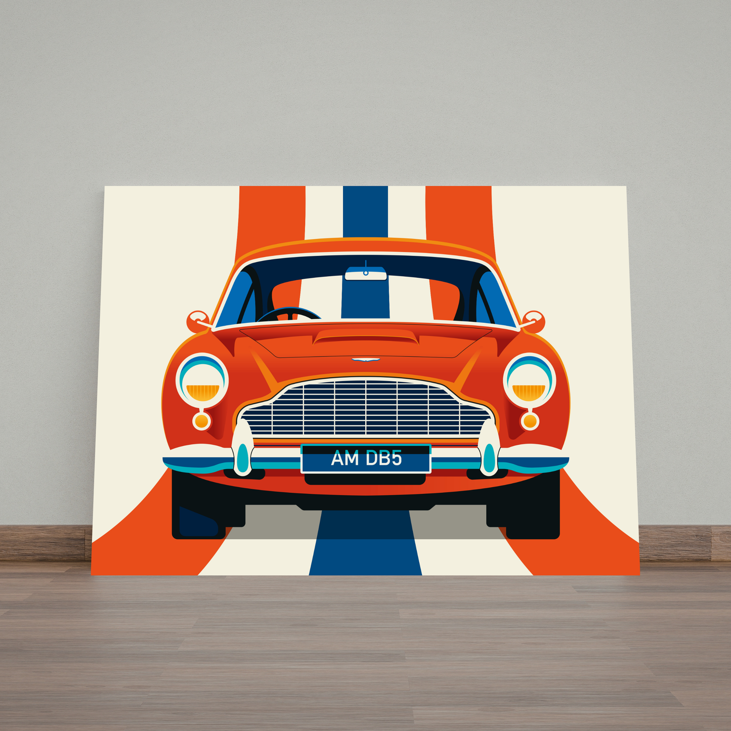 Red and Crème Sports Car Front with Stripe by Bo Lundberg
