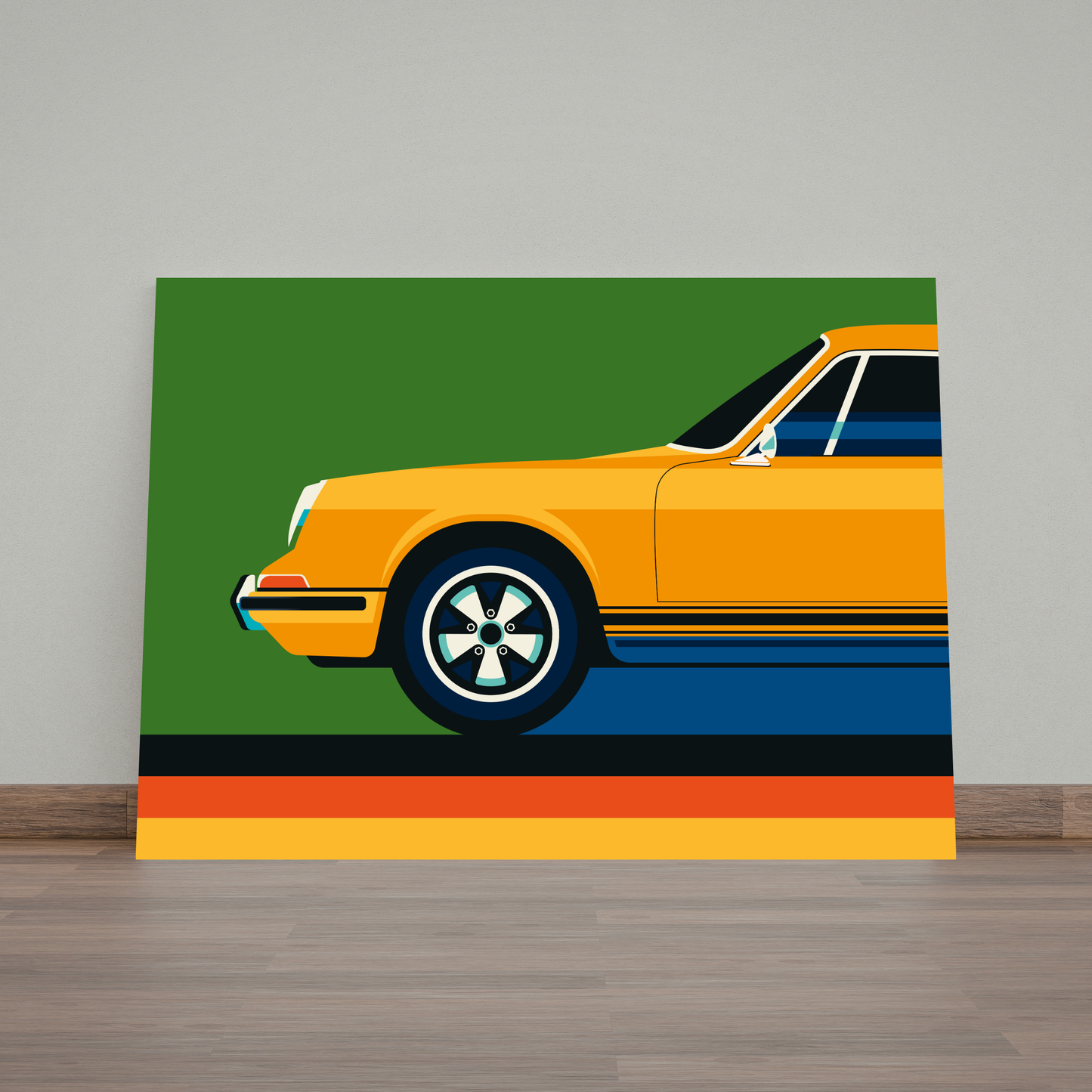 Orange Vintage Sports Car Side Front by Bo Lundberg