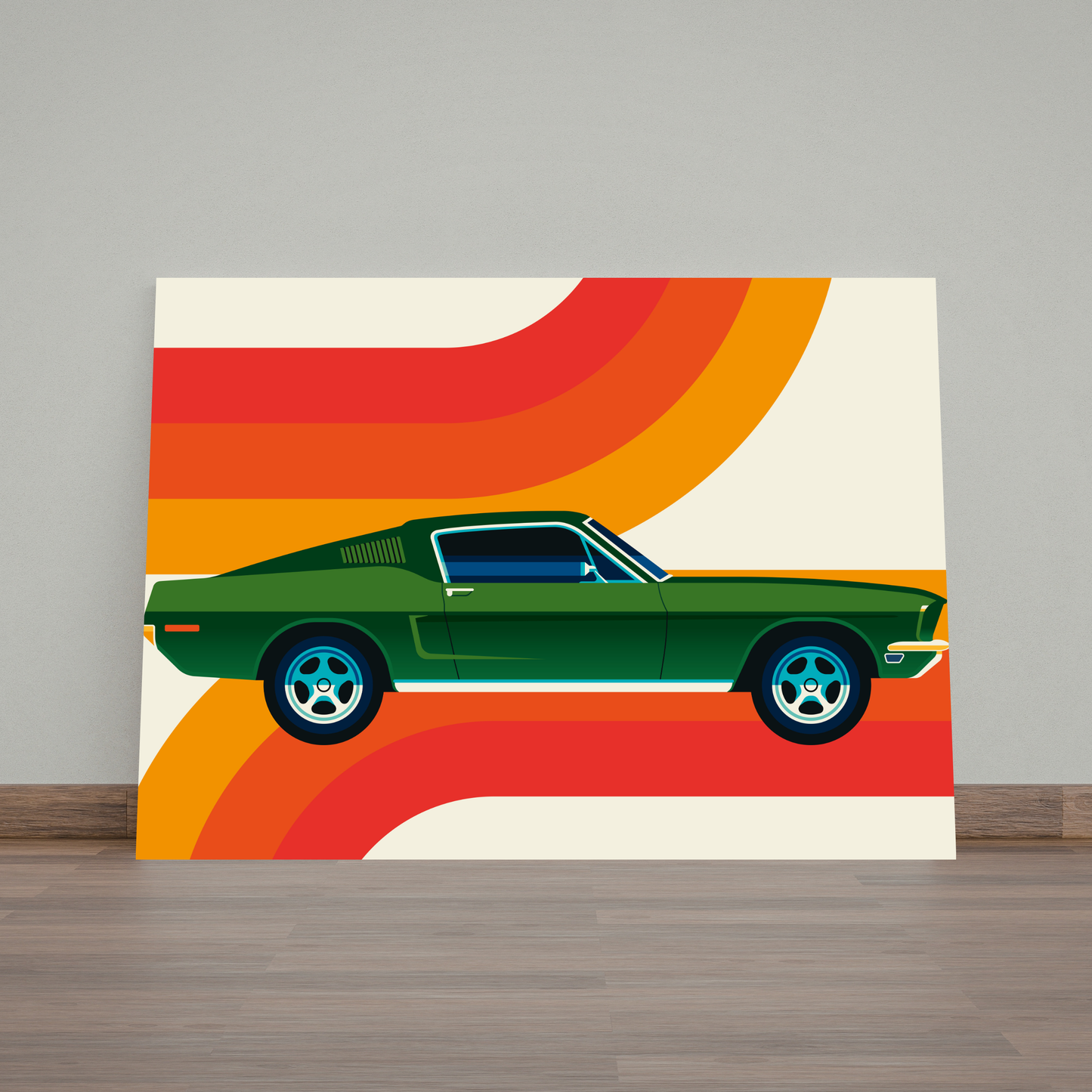 Green Vintage Sports Car with Stripes by Bo Lundberg