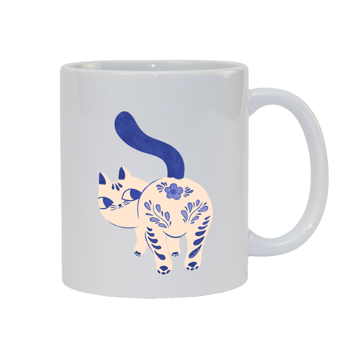 Purrcelin Cat No.01 - 11oz Mug by Carrie Cantwell