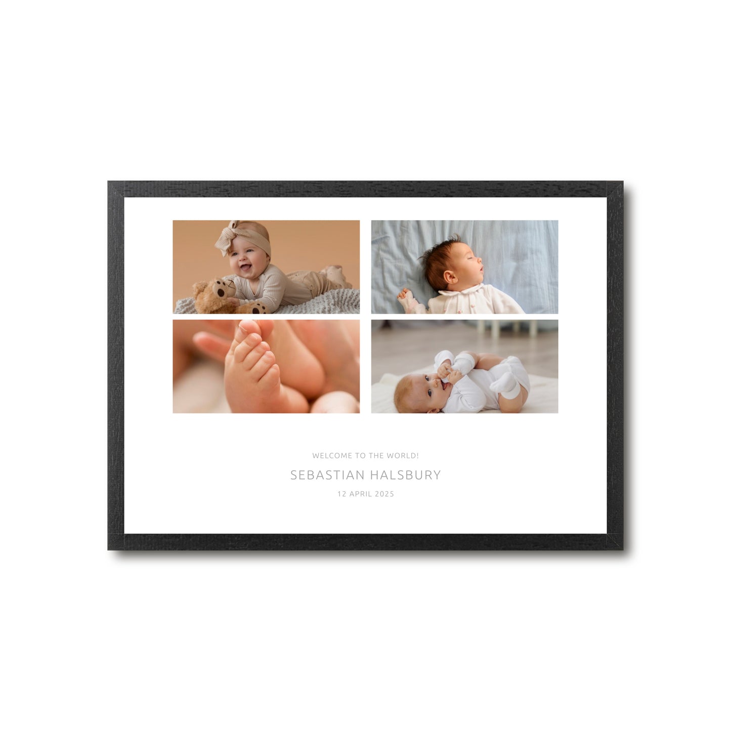 Personalised Four Photo Up-load Baby Print Landscape