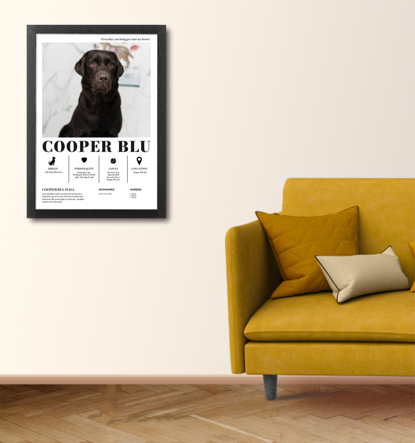 Personalised Photo Up-load Pet Profile Print