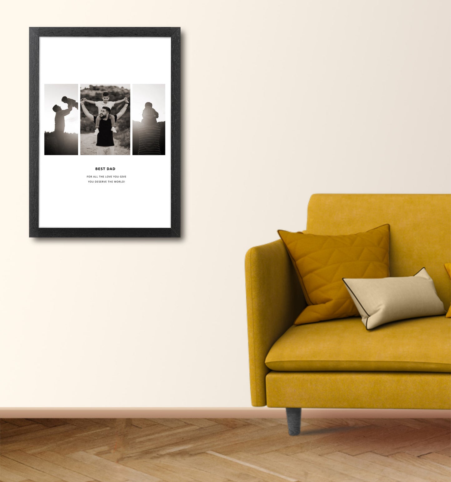 Personalised Three Photo & Your Text Print