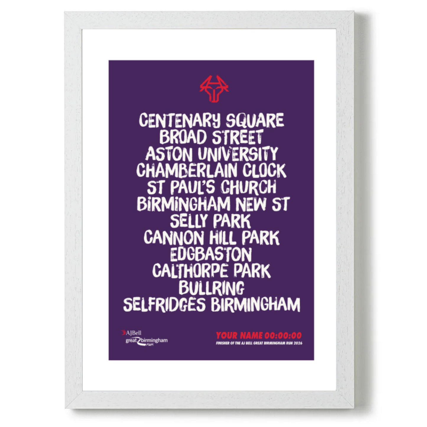 AJ Bell Great Birmingham Run 2026 - Personalised Print “Locations” Edition