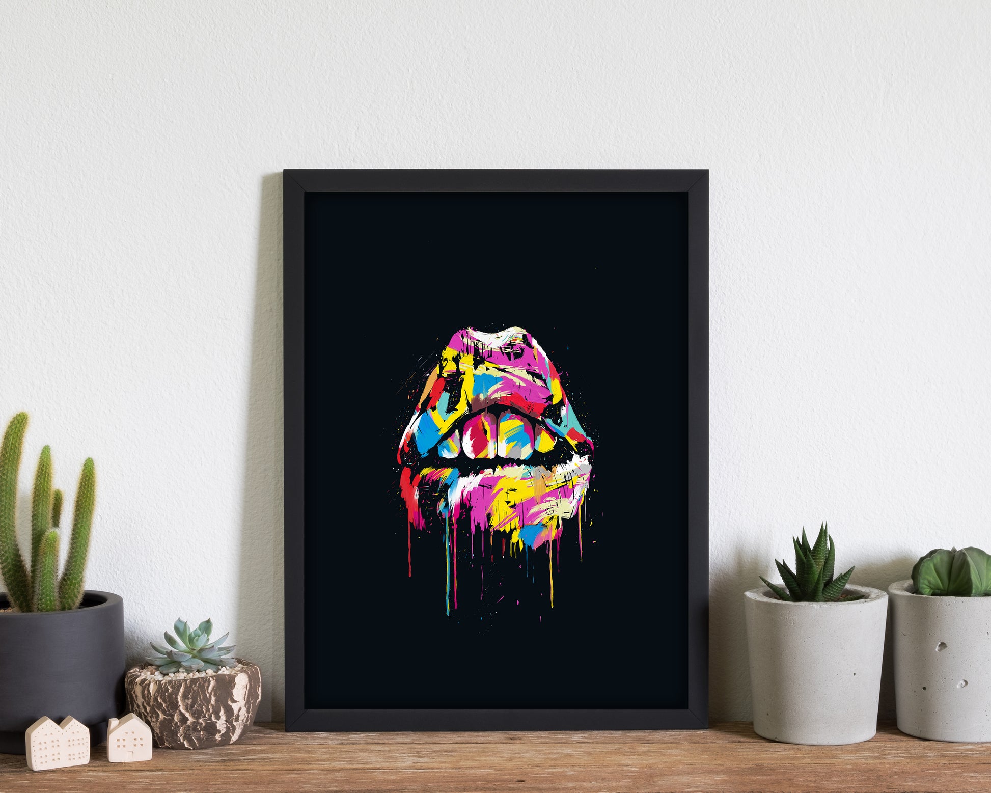 Colourful Lips Modern Art Print by Balaz Solti