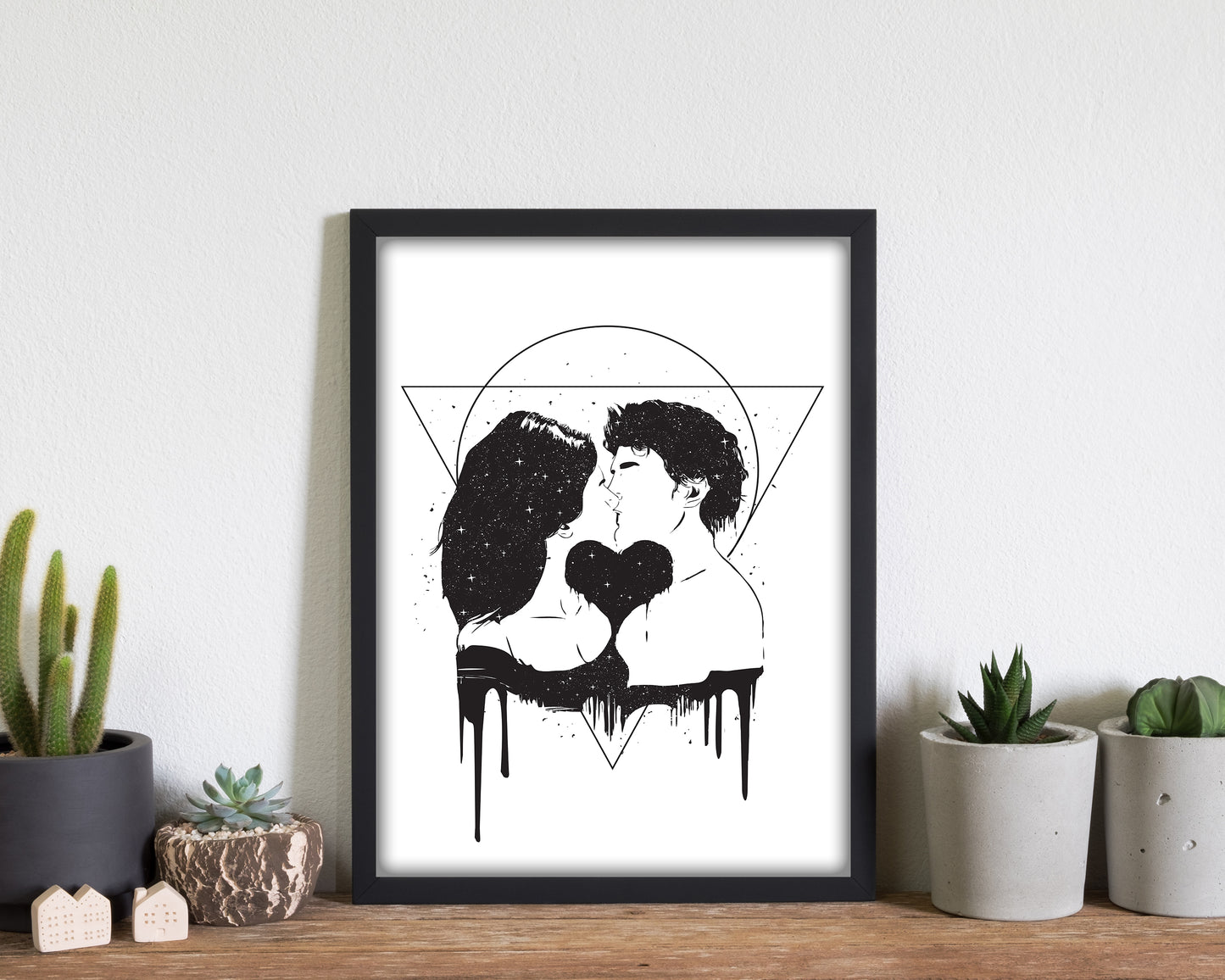 Cosmic Love B&W Art Print by Balaz Solti