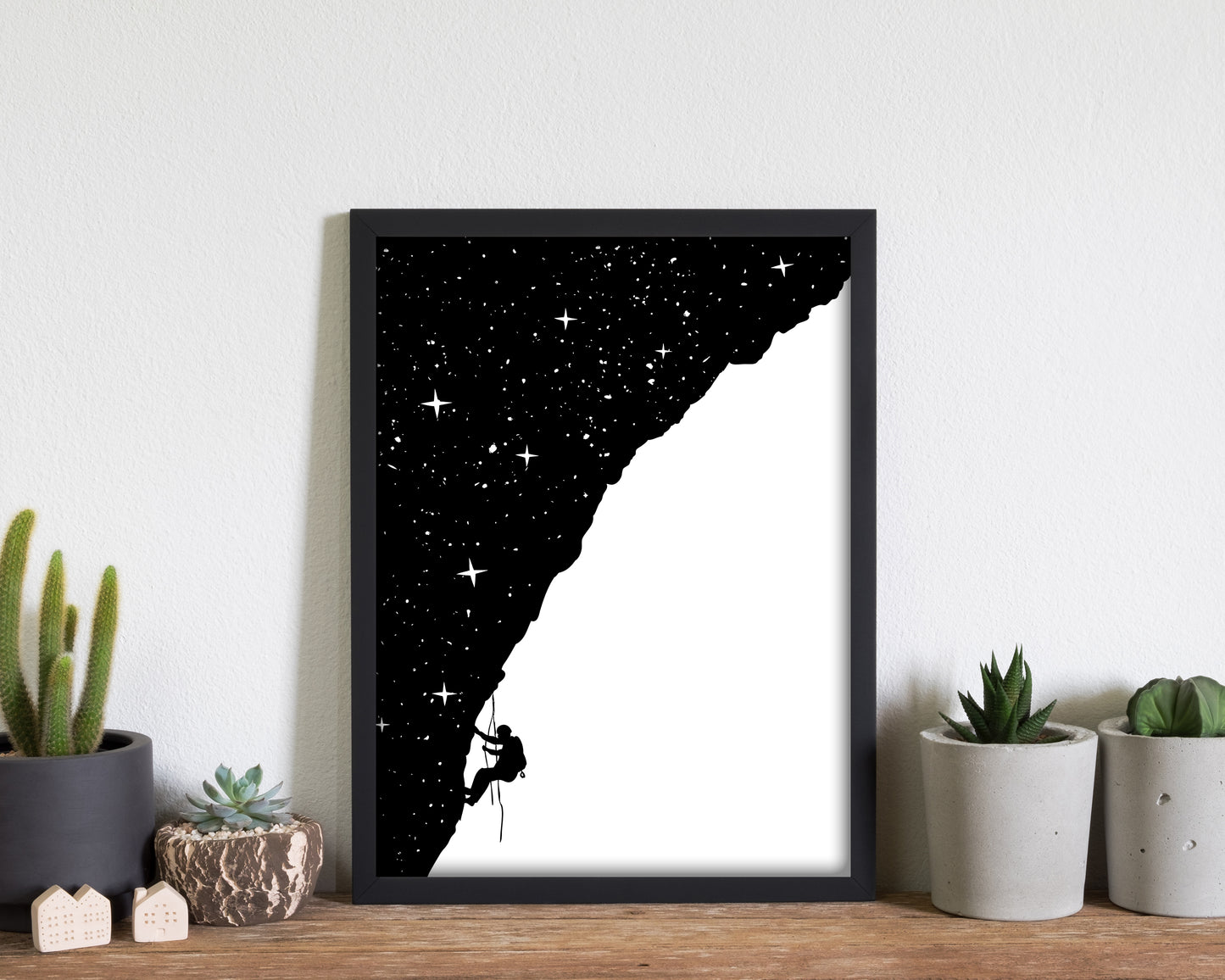 Night Climber B&W Art Print by Balaz Solti