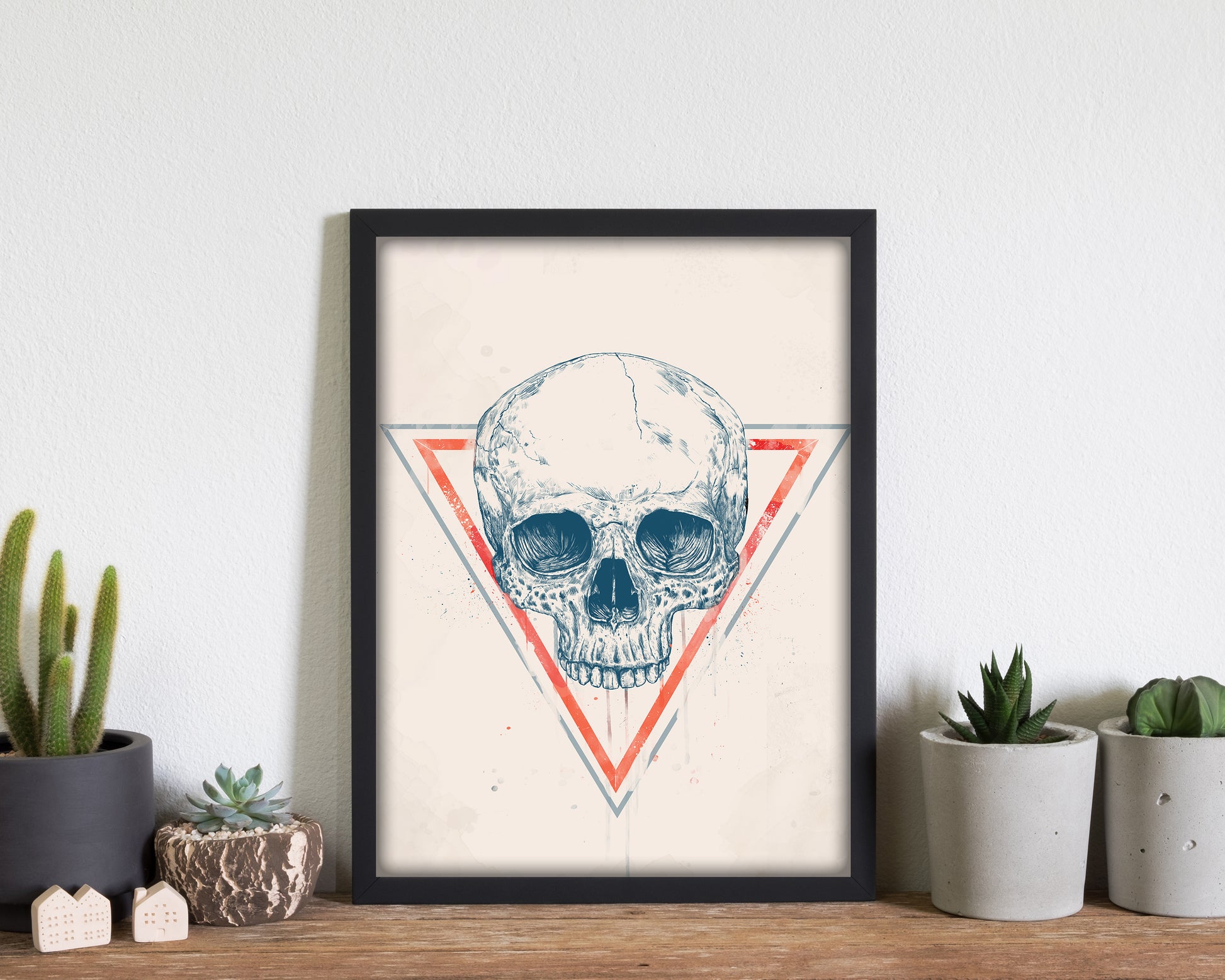 Skull In Triangles Art Print by Balaz Solti