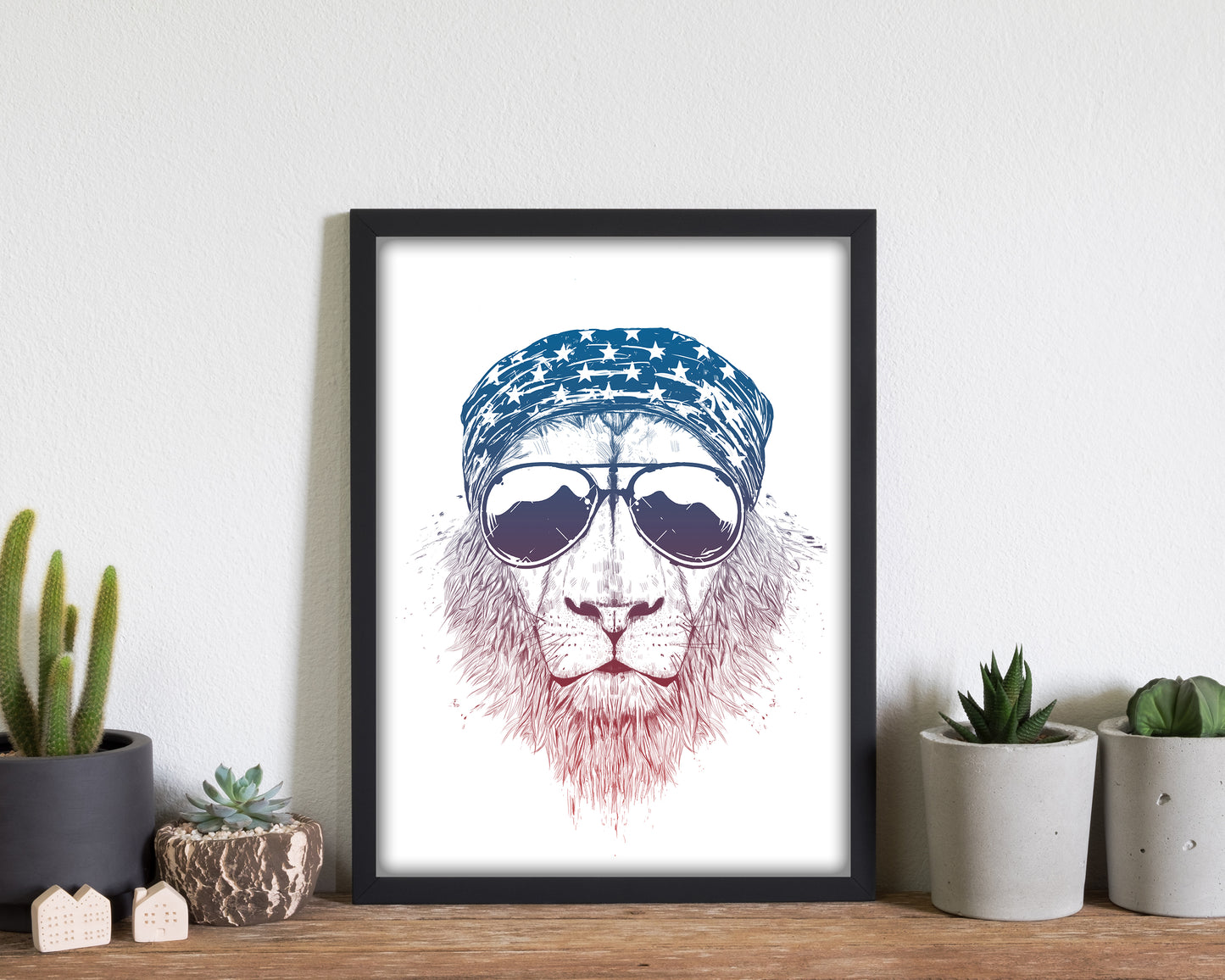 Wild Lion Colour Animal Art Print by Balaz Solti