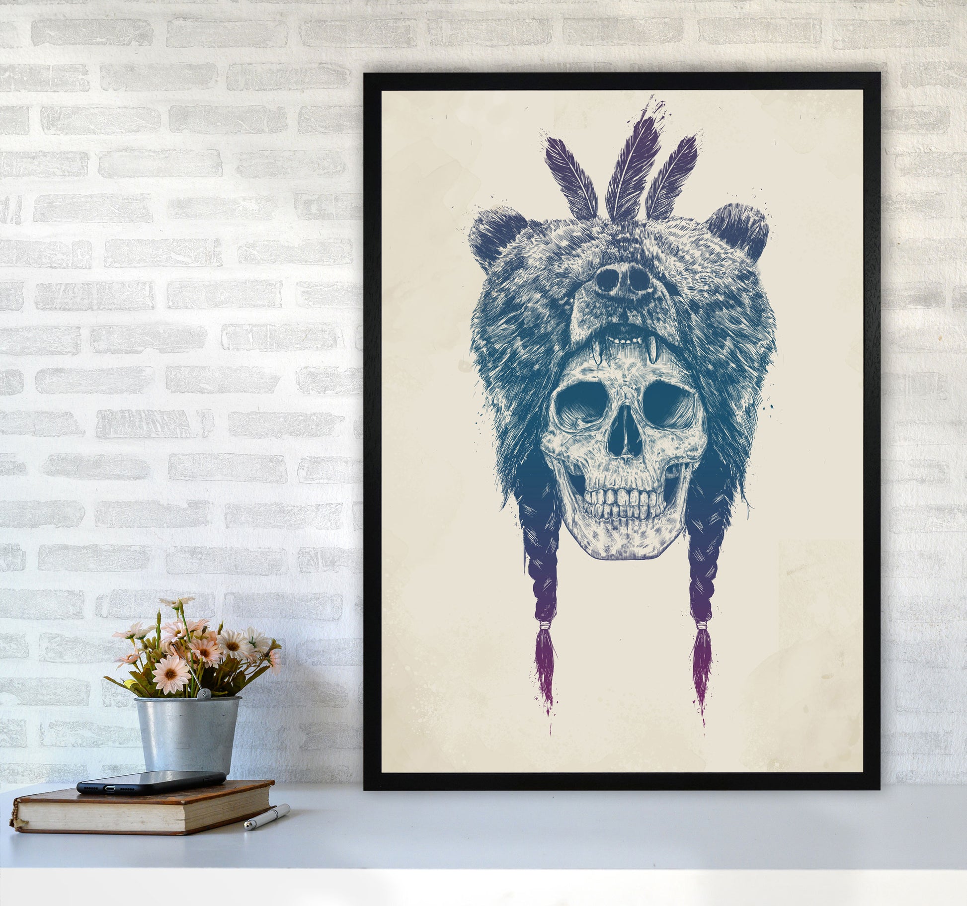 Dead Shaman Gothic Art Print by Balaz Solti A1 White Frame