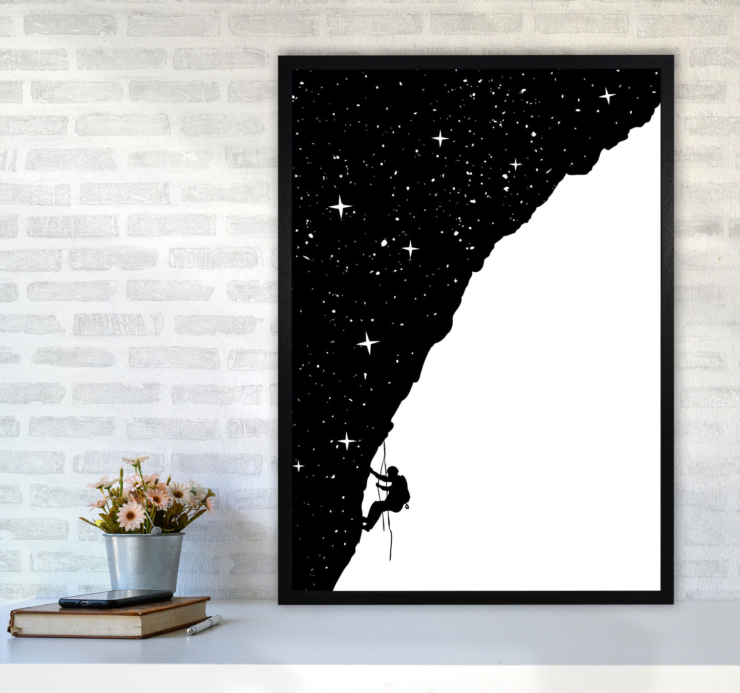 Night Climber B&W Art Print by Balaz Solti A1 White Frame