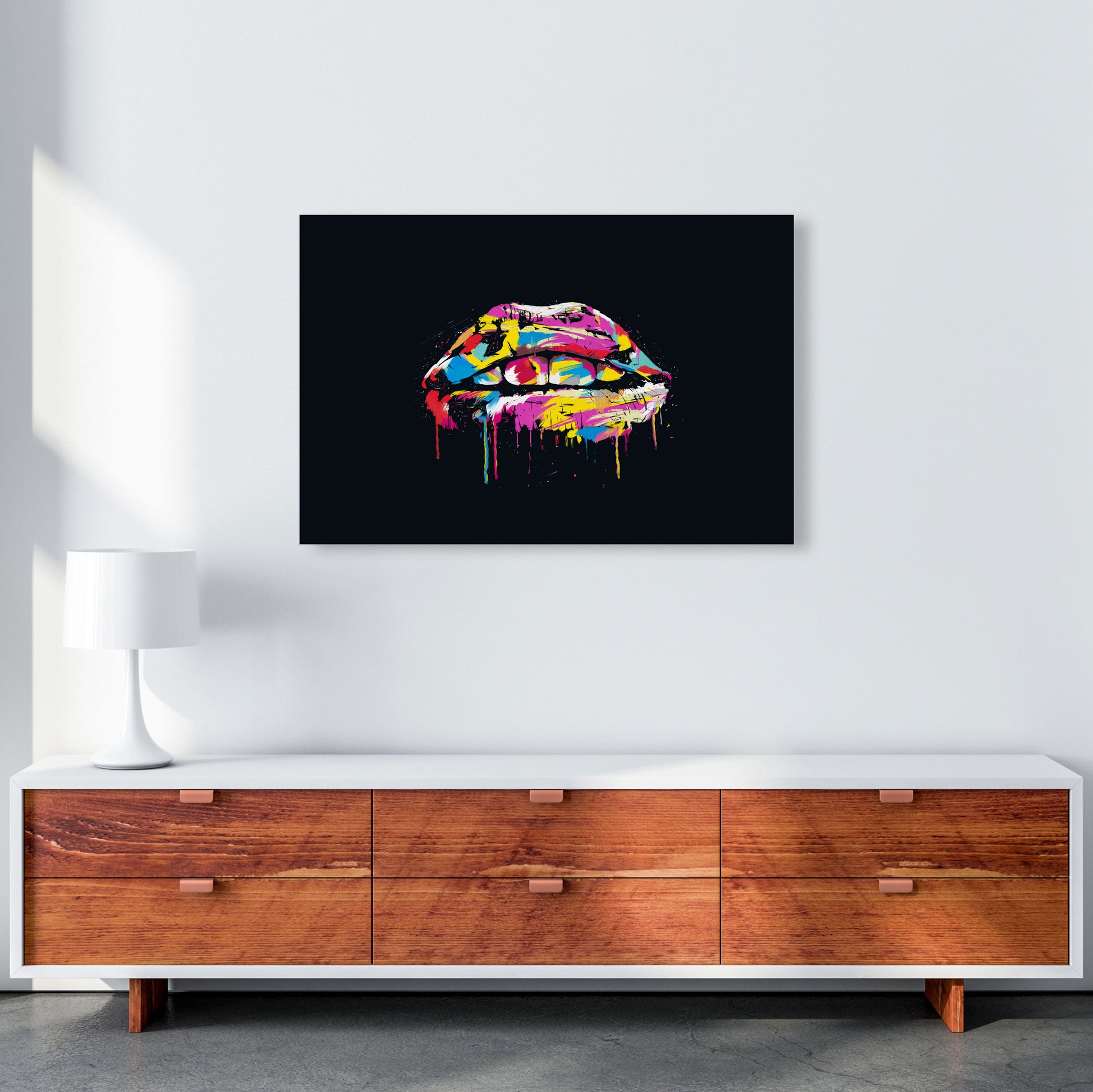Colourful Lips Modern Art Print by Balaz Solti A1 Canvas