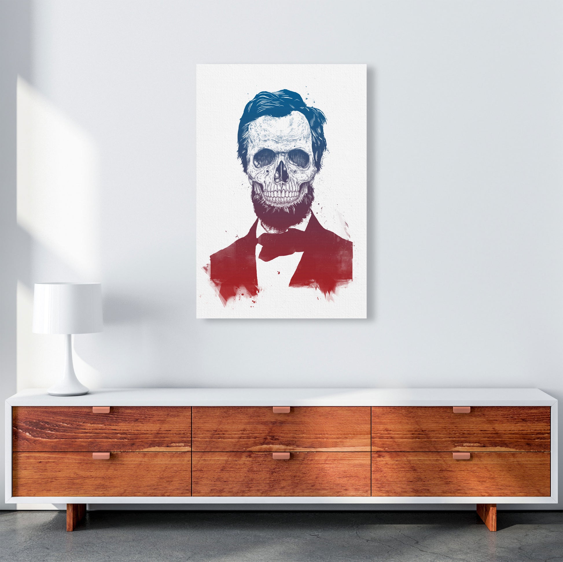 Dead Lincoln Skull Modern Art Print by Balaz Solti A1 Canvas
