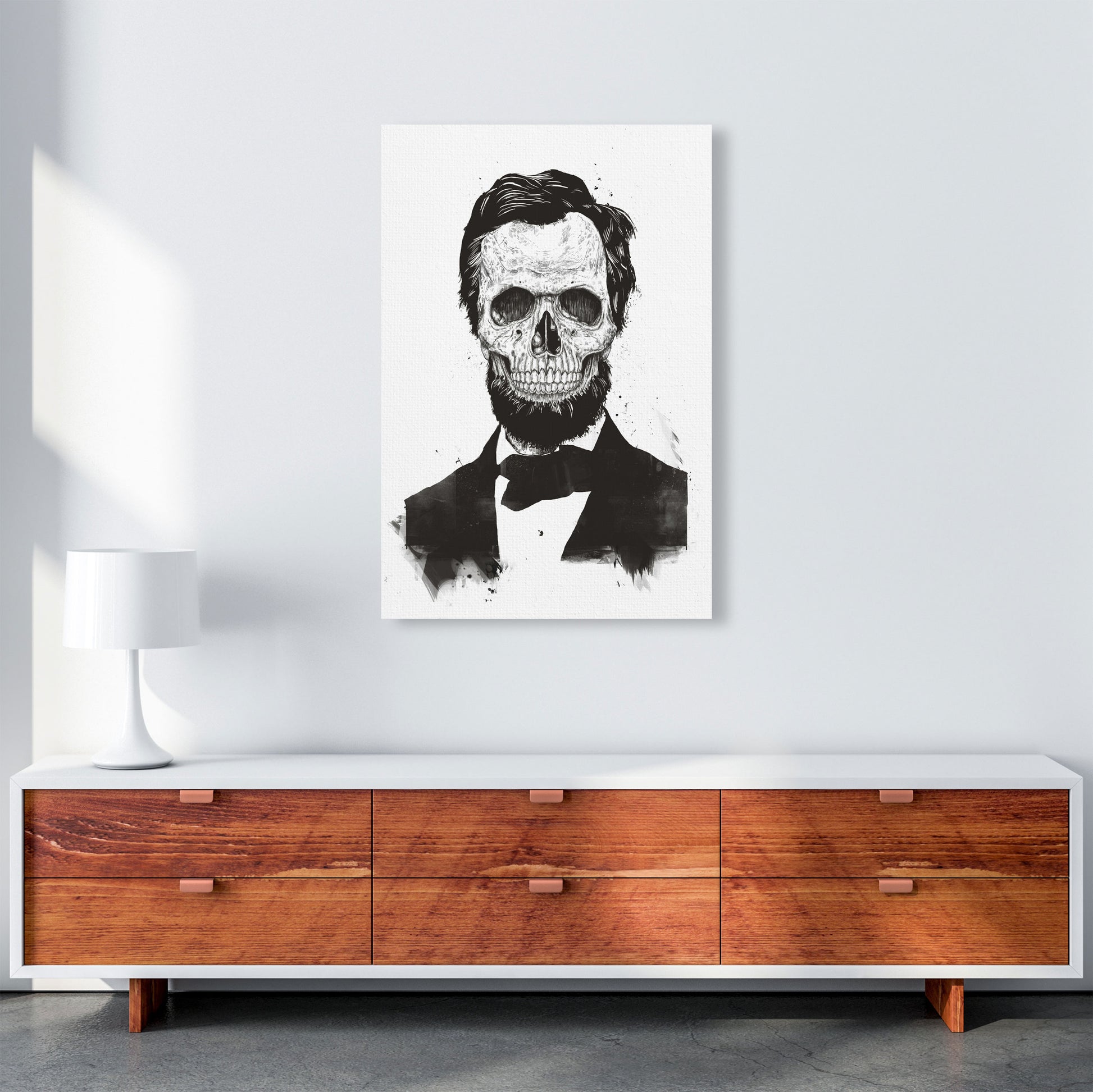 Dead Lincoln Skull B&W Modern Art Print by Balaz Solti A1 Canvas