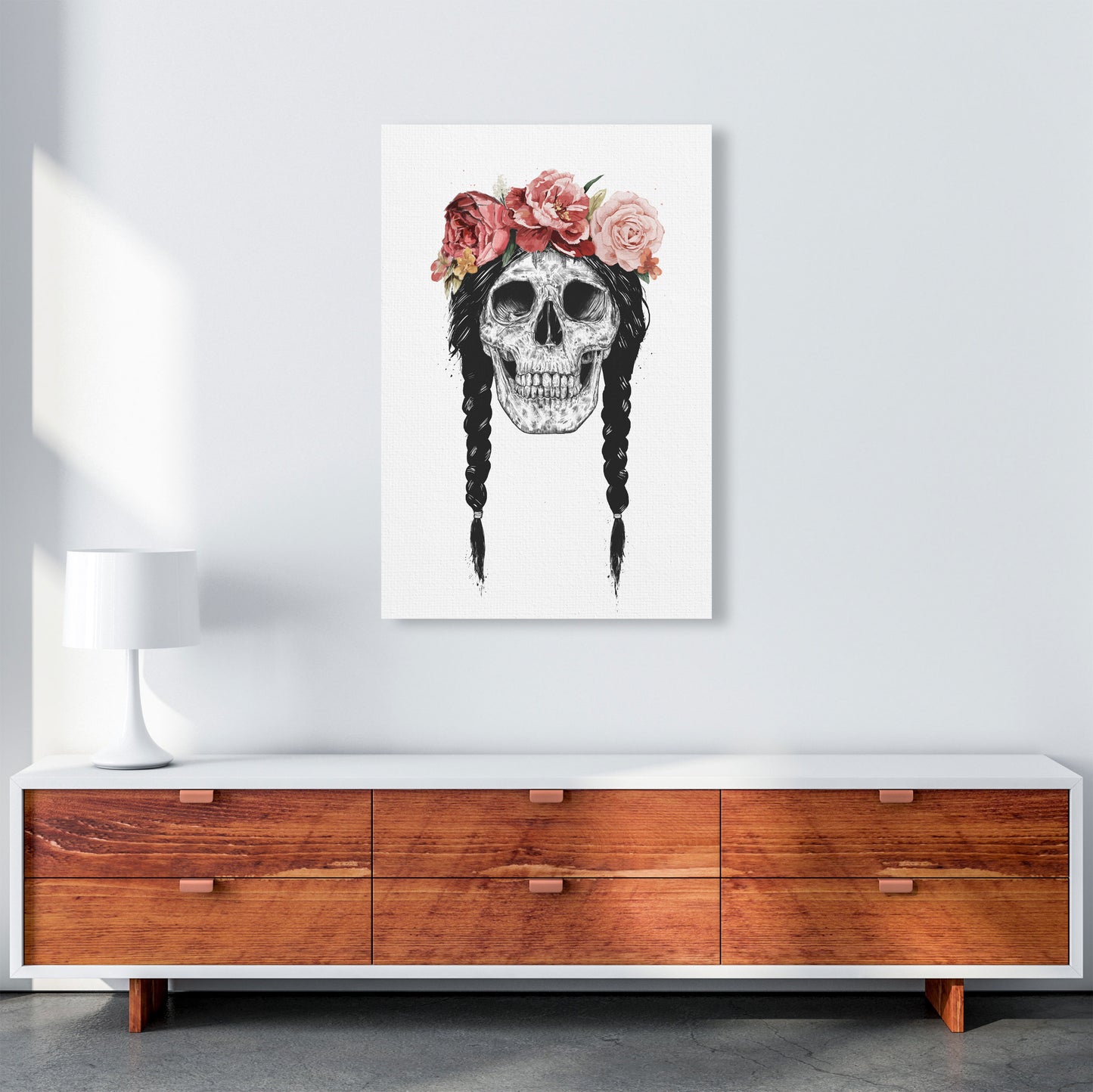 Festival Floral Skull Art Print by Balaz Solti A1 Canvas