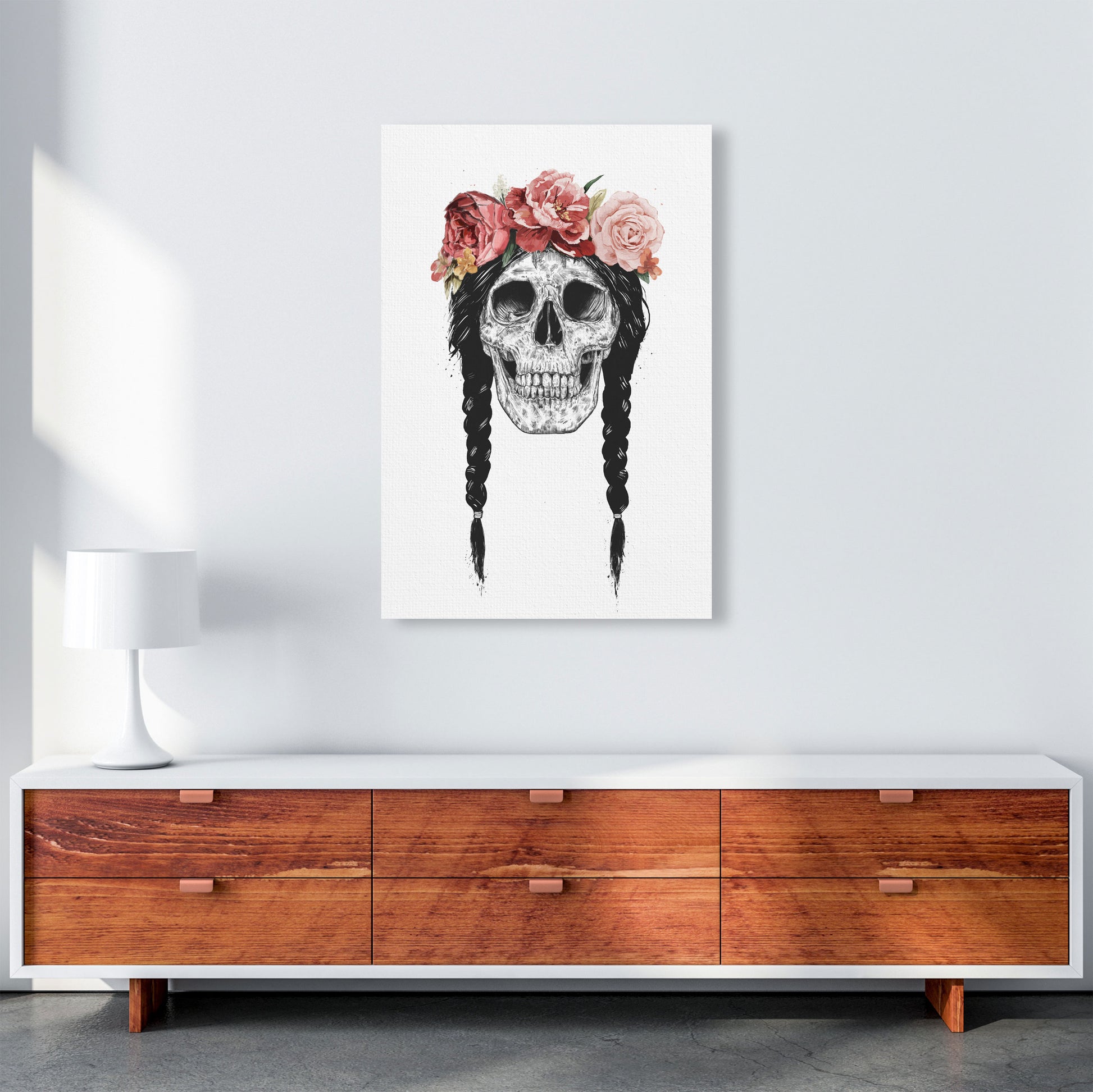 Festival Floral Skull Art Print by Balaz Solti A1 Canvas
