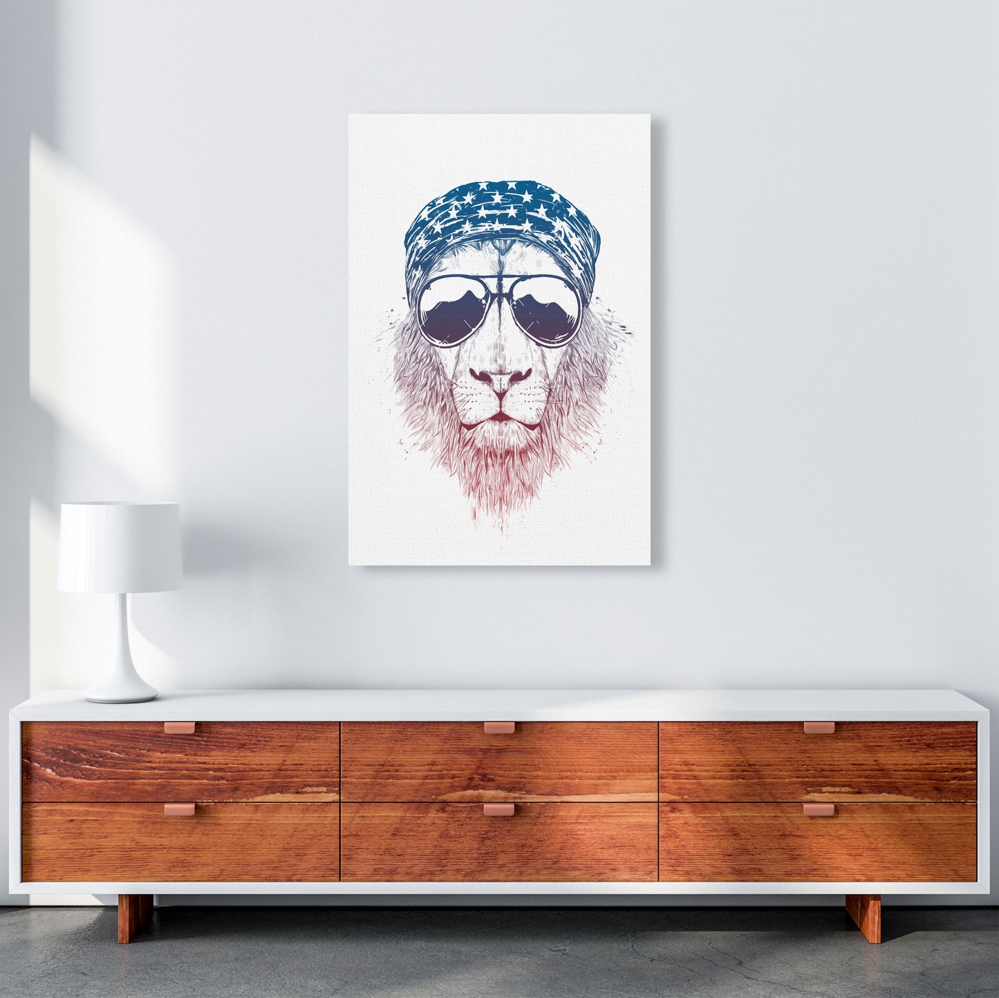 Wild Lion Colour Animal Art Print by Balaz Solti A1 Canvas