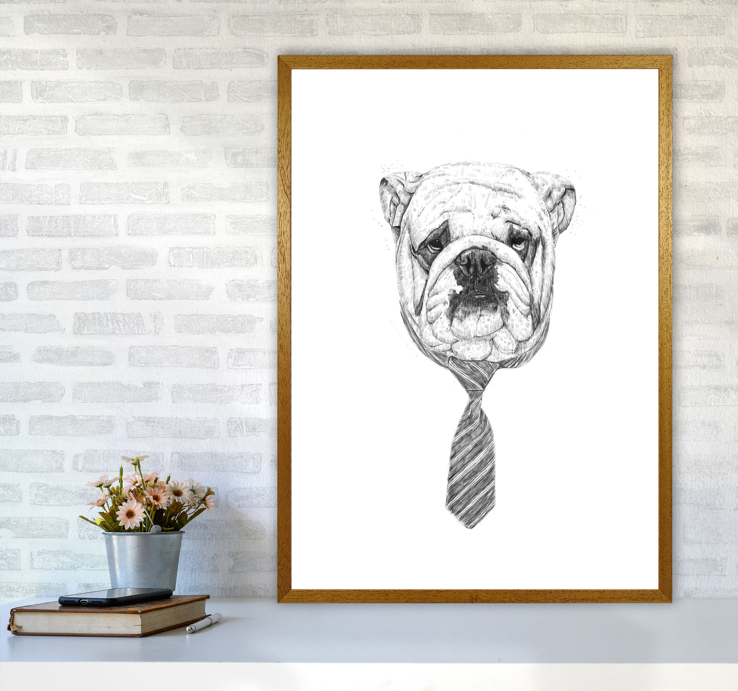 Cool Bulldog Animal Art Print by Balaz Solti A1 Print Only
