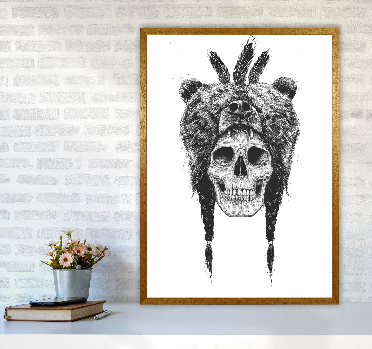 Dead Shaman B&W Gothic Art Print by Balaz Solti A1 Print Only