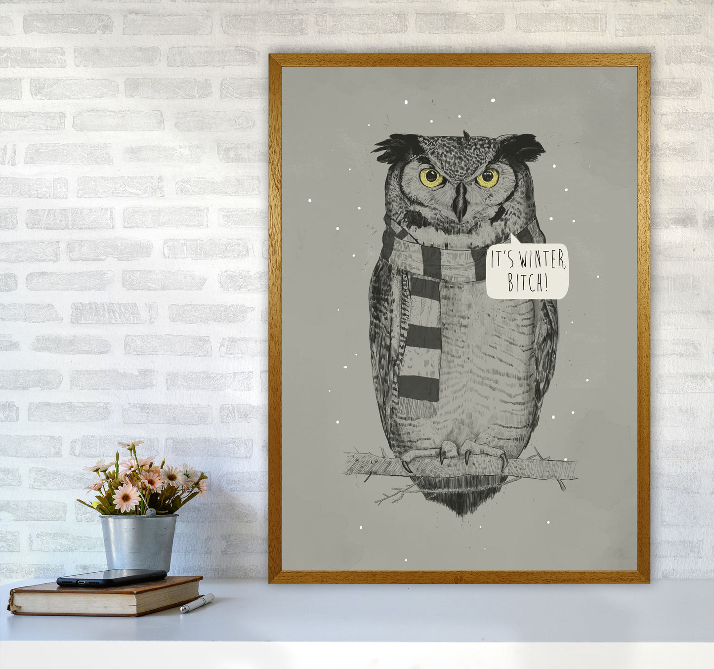 It's Winter B*tch Animal Art Print by Balaz Solti A1 Print Only