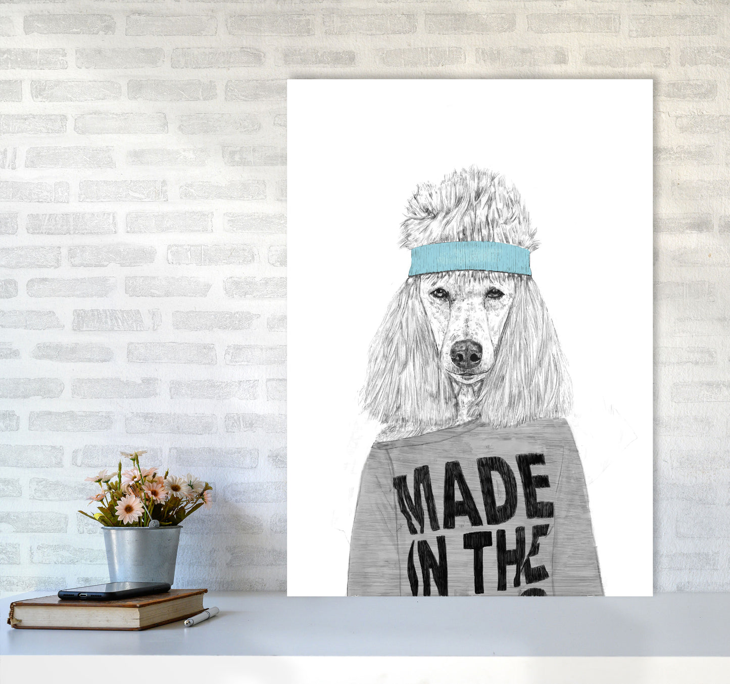 80's Bitch Dog Animal Modern Art Print by Balaz Solti A1 Black Frame