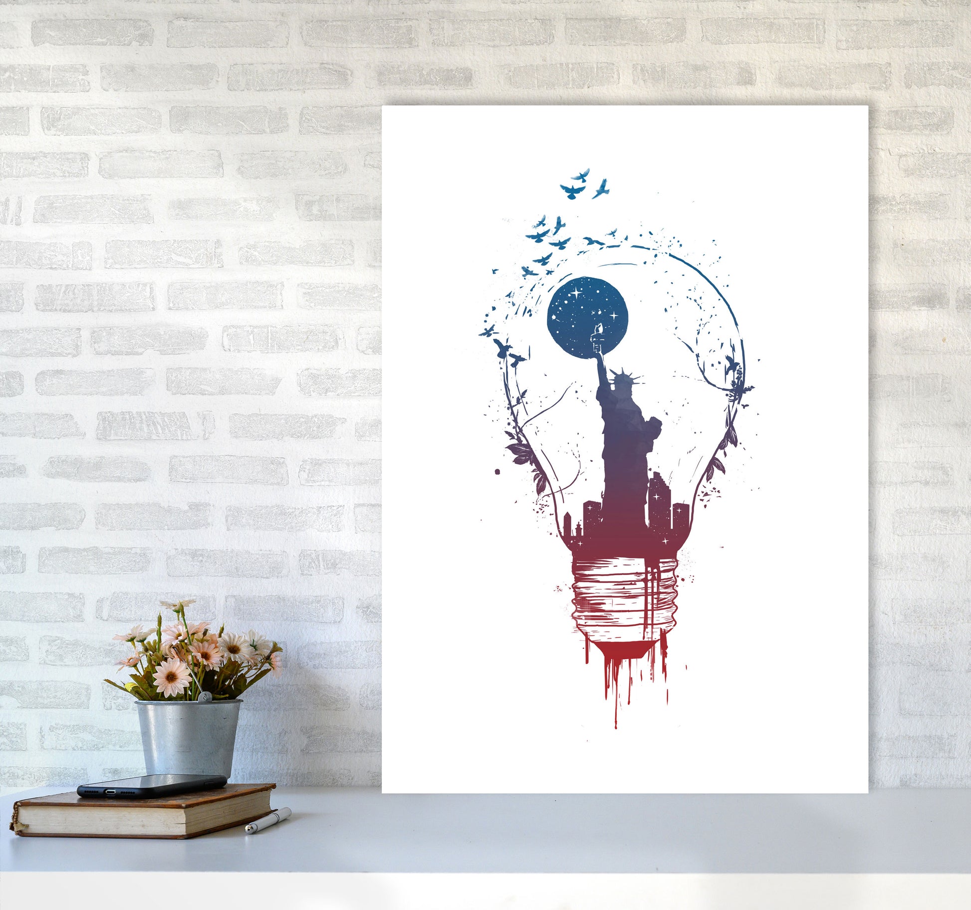 Big City Lights Art Print by Balaz Solti A1 Black Frame