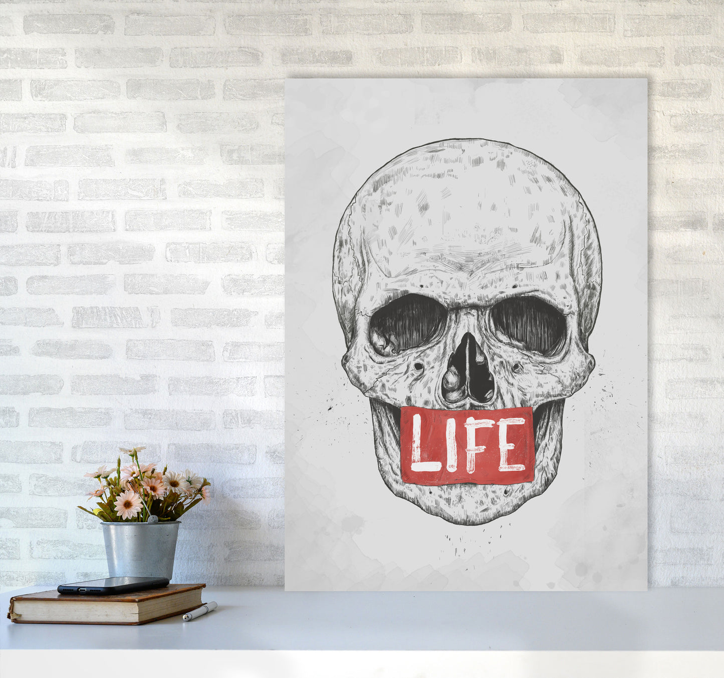 Skull Life Art Print by Balaz Solti A1 Black Frame