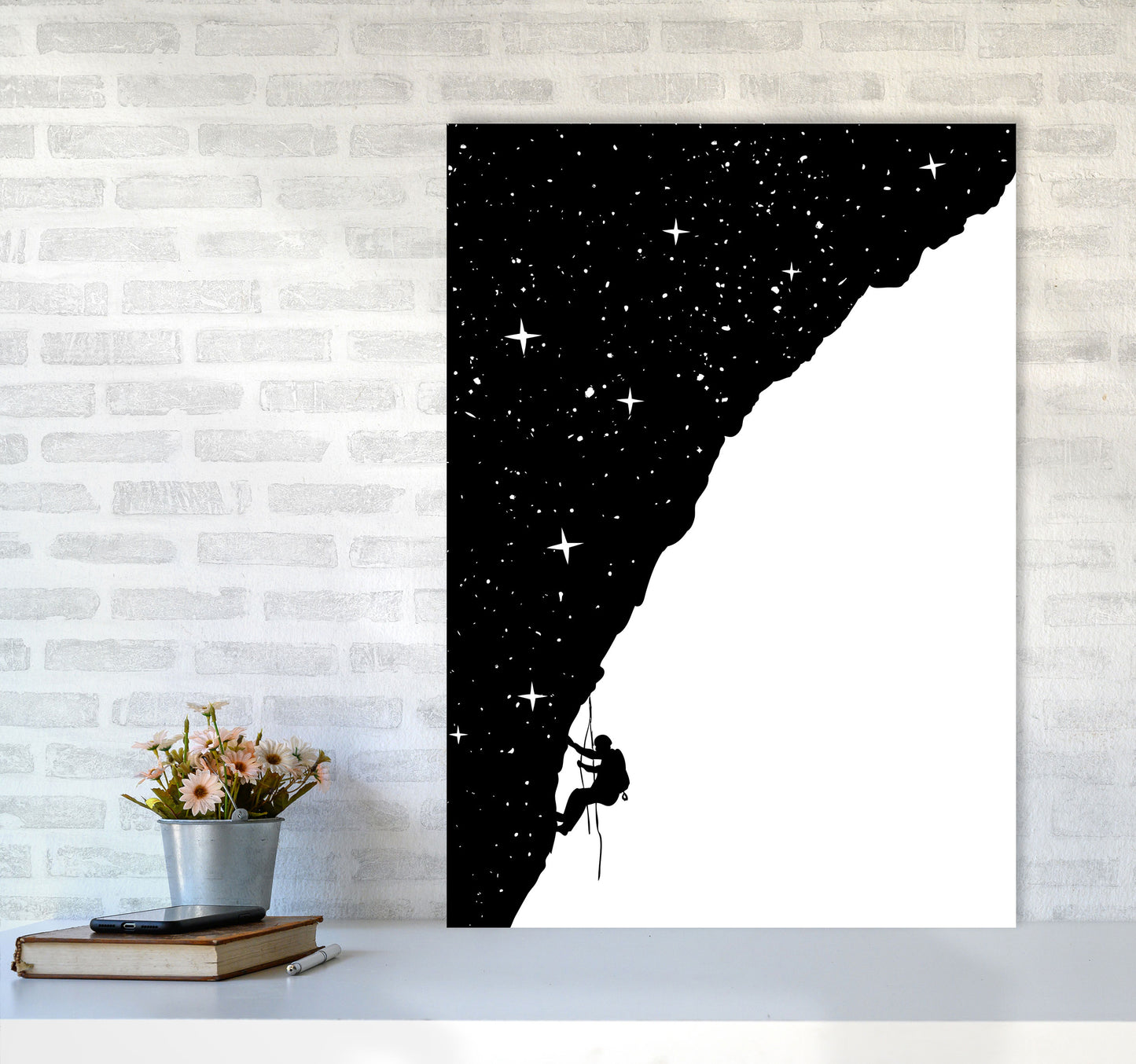 Night Climber B&W Art Print by Balaz Solti A1 Black Frame