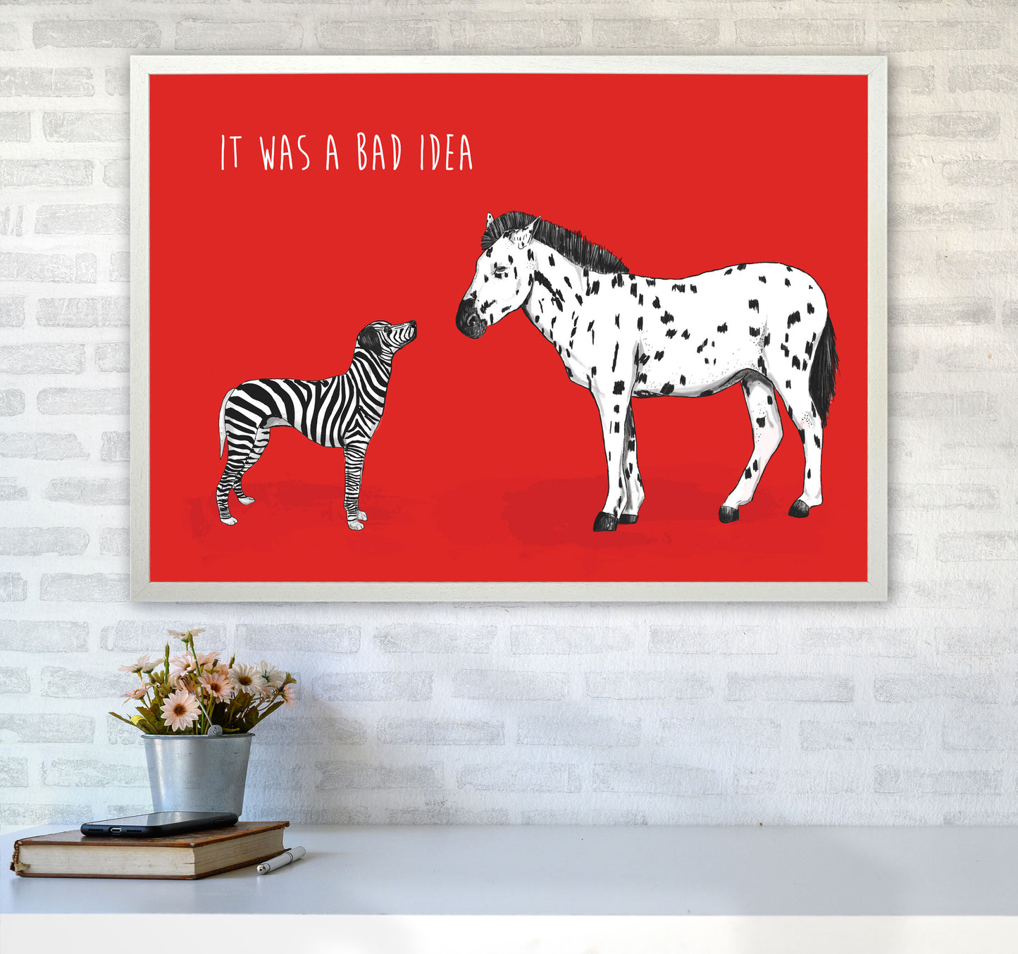 It Was A Bad Idea Humorous Animals Animal Art Print by Balaz Solti A1 Oak Frame