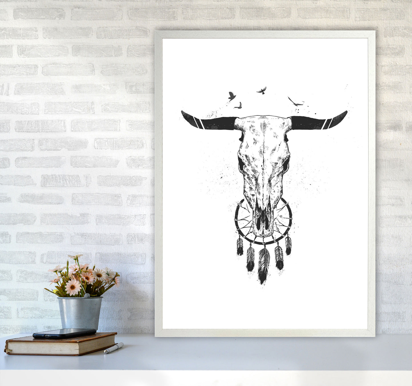 Beautiful Dream B&W Animal Art Print by Balaz Solti A1 Oak Frame