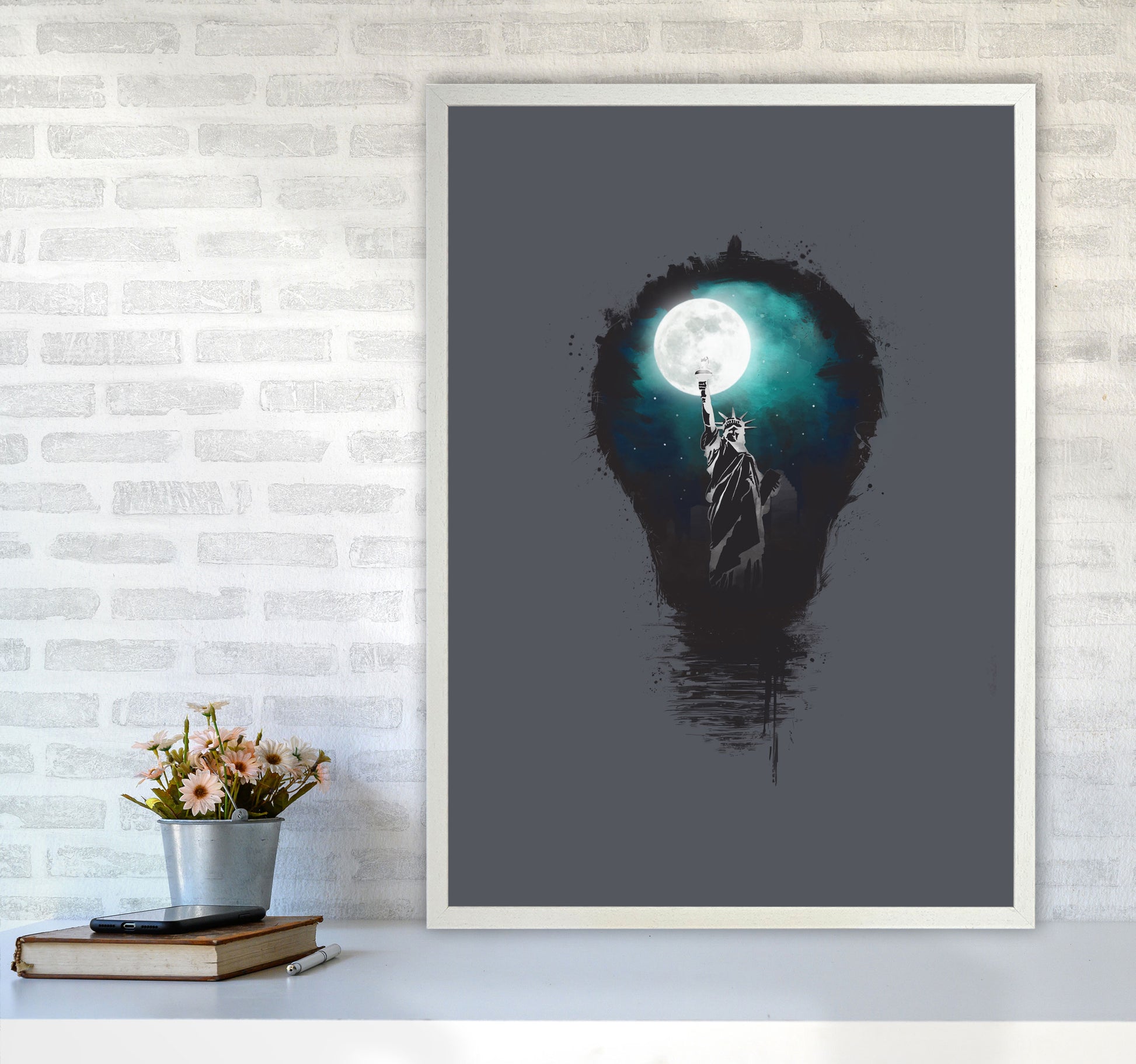 Big City Lights Art Print by Balaz Solti A1 Oak Frame