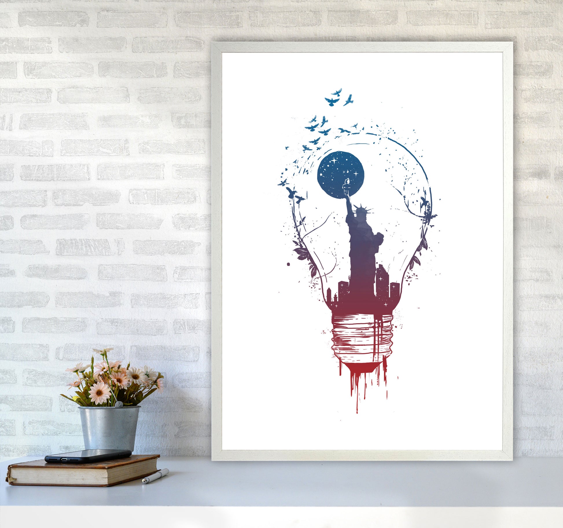 Big City Lights Art Print by Balaz Solti A1 Oak Frame