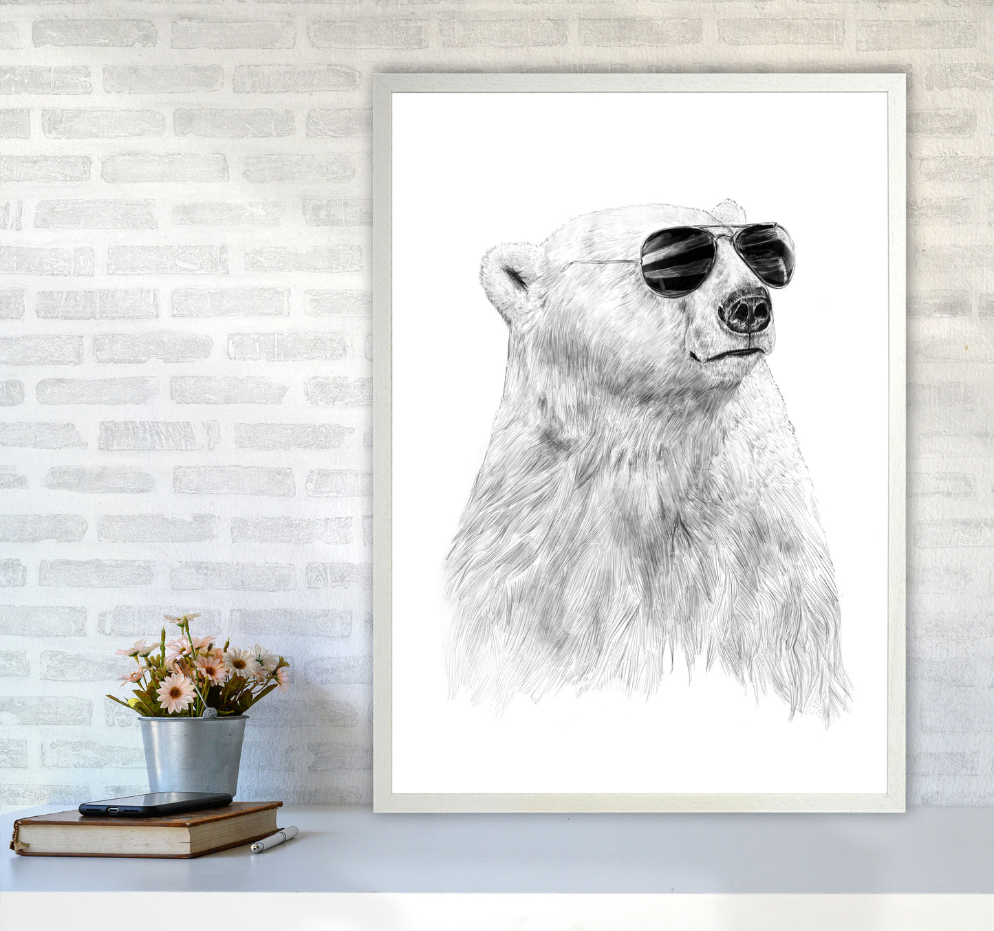 Don't Let The Sun Go Down Bear Animal Art Print by Balaz Solti A1 Oak Frame