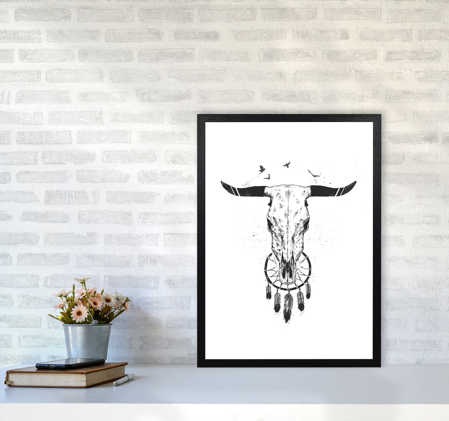 Beautiful Dream B&W Animal Art Print by Balaz Solti A2 White Frame