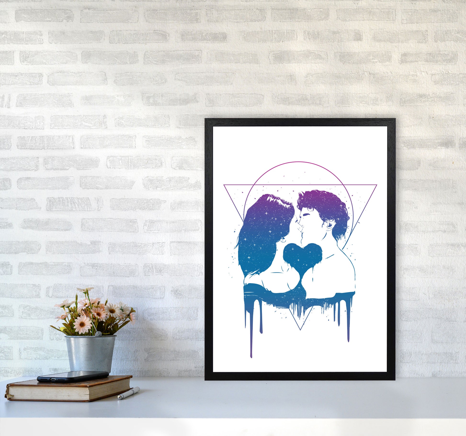 Cosmic Love Art Print by Balaz Solti A2 White Frame