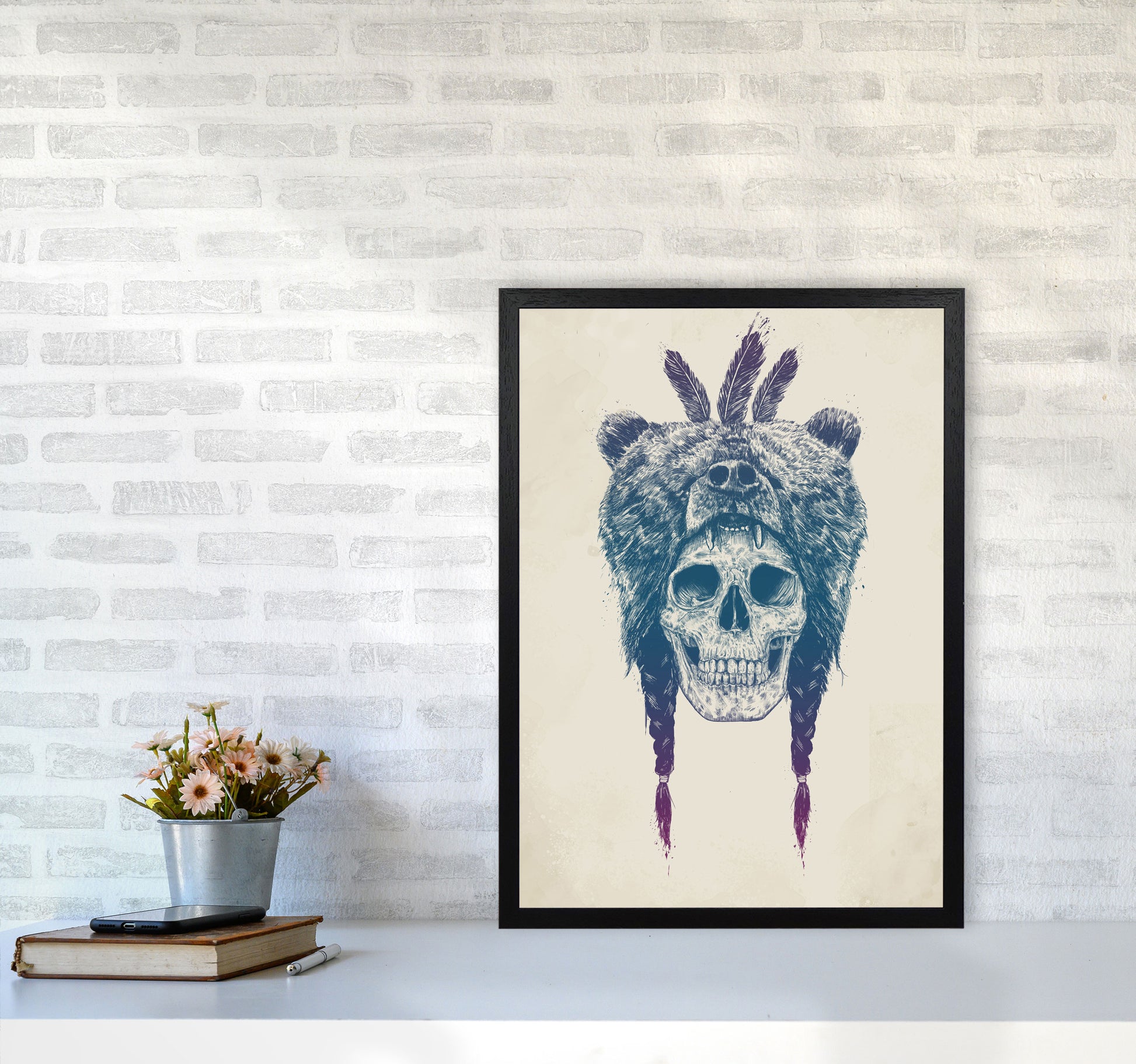 Dead Shaman Gothic Art Print by Balaz Solti A2 White Frame