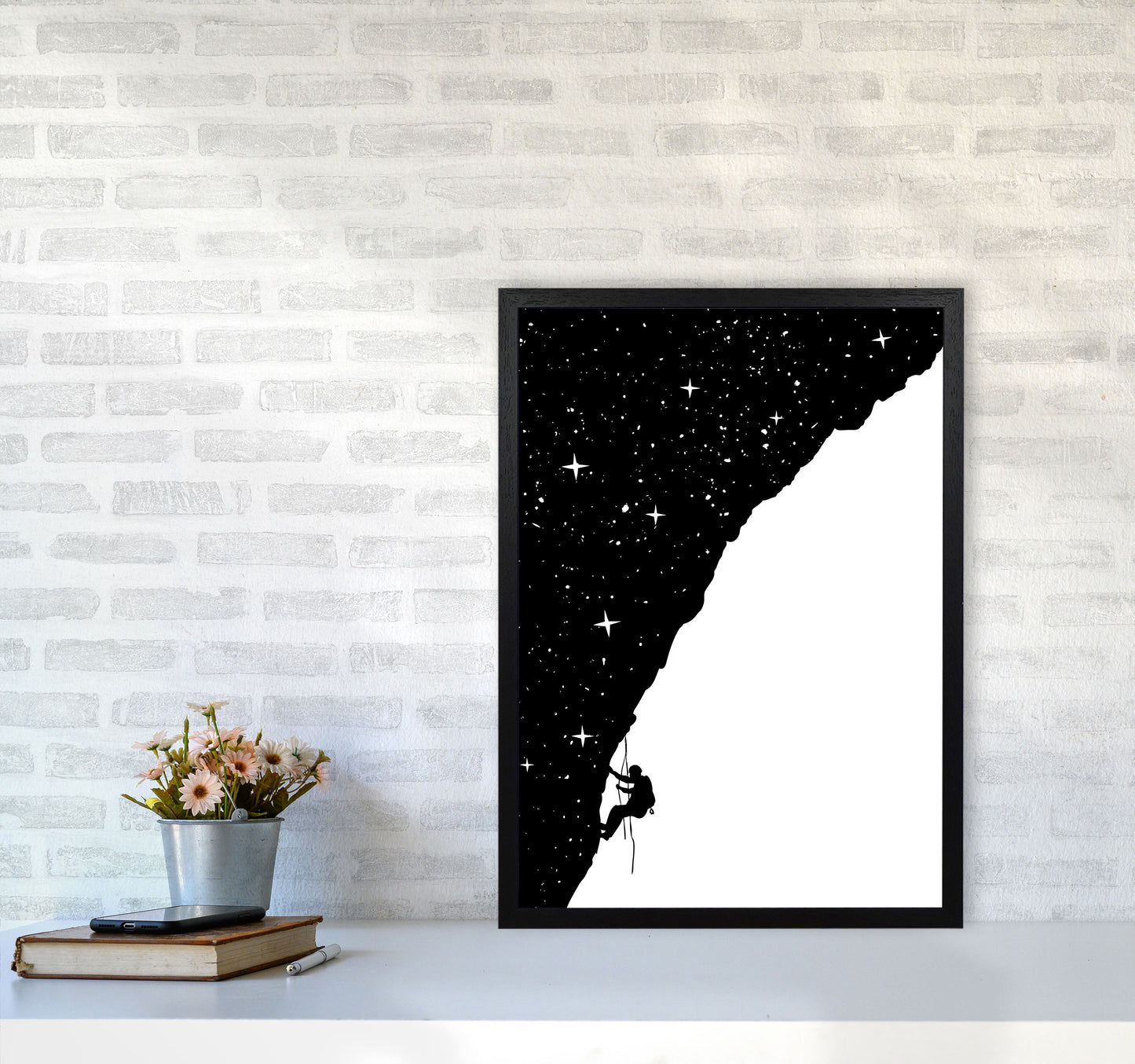 Night Climber B&W Art Print by Balaz Solti A2 White Frame