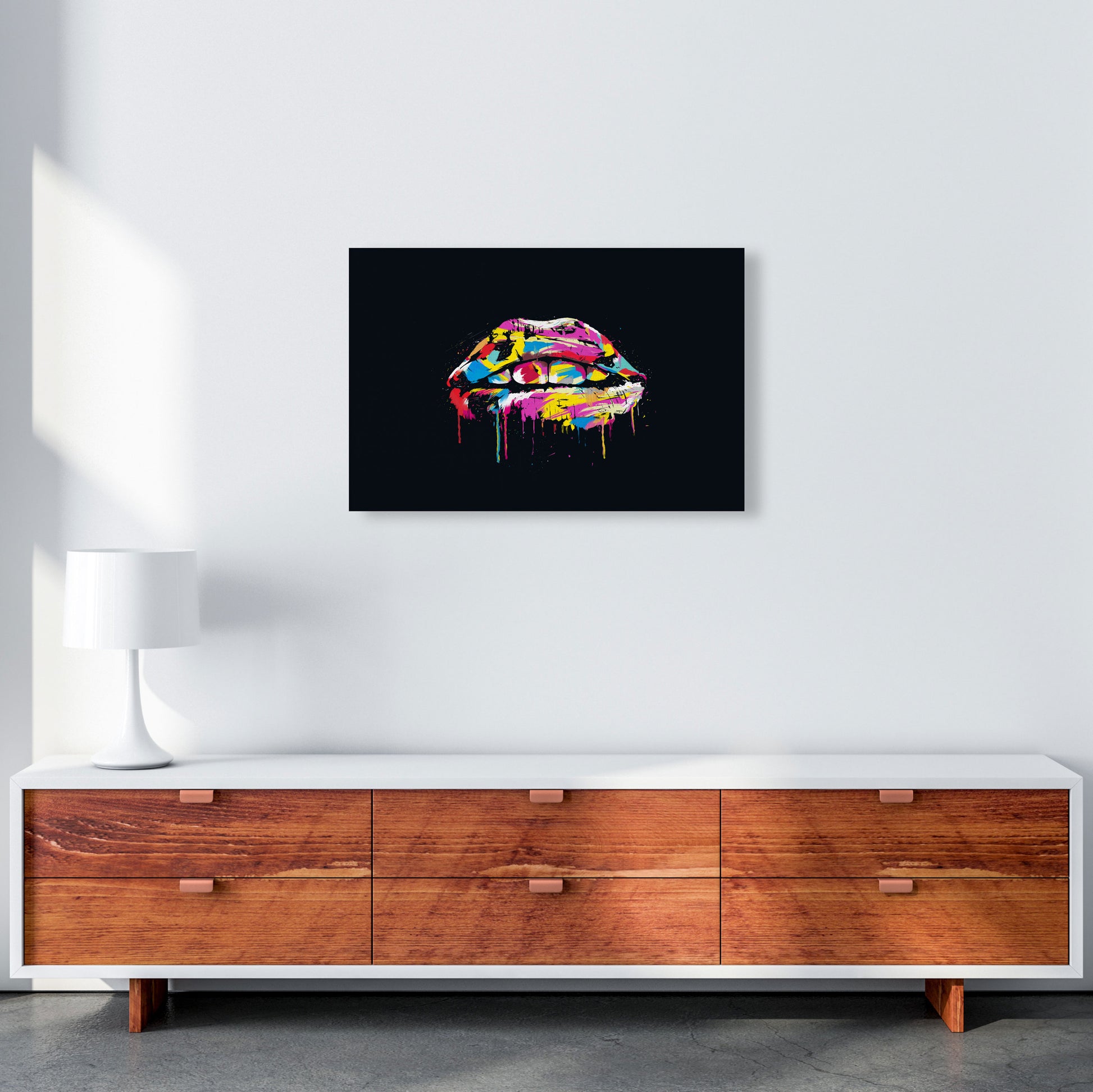 Colourful Lips Modern Art Print by Balaz Solti A2 Canvas