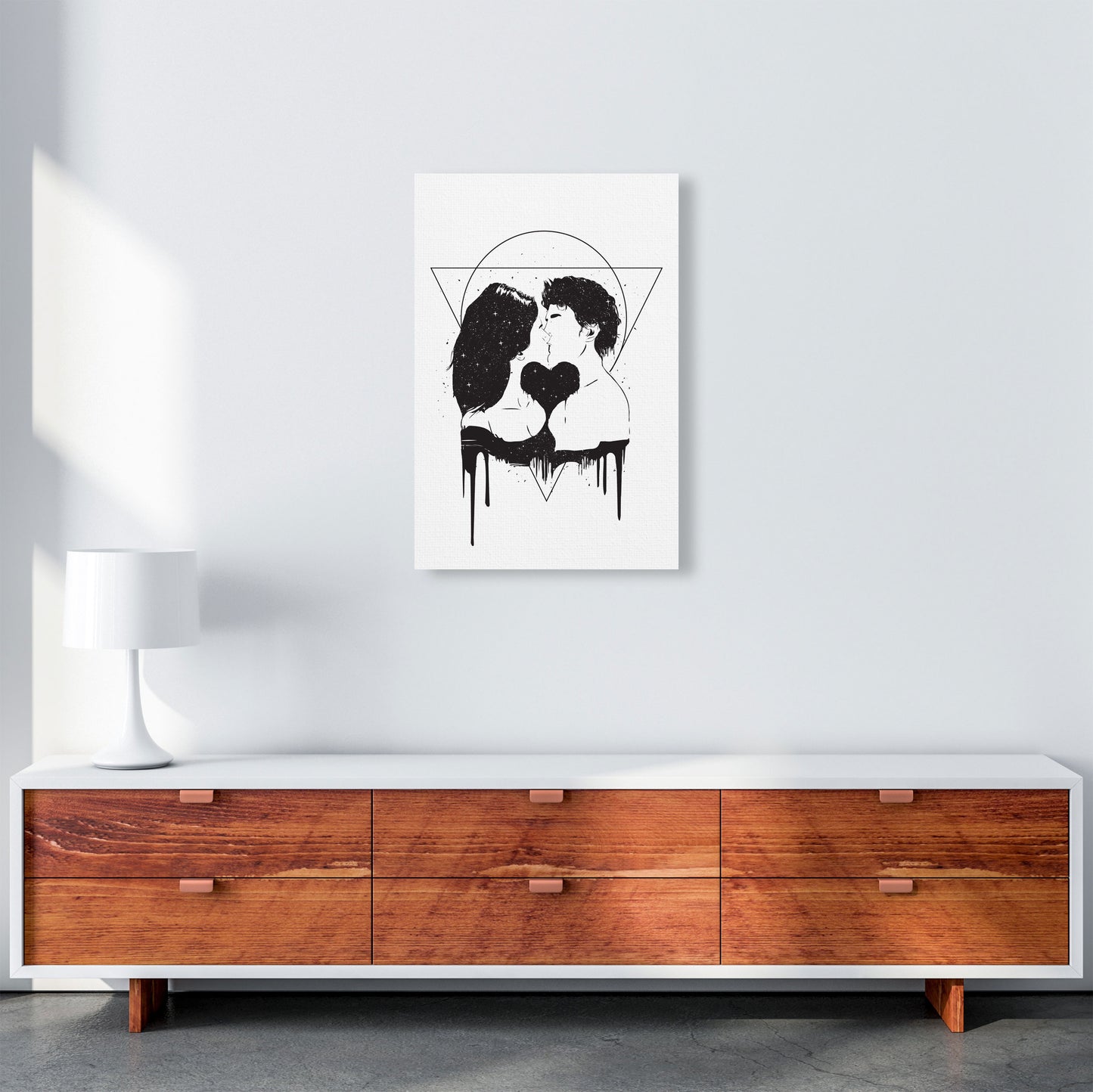 Cosmic Love B&W Art Print by Balaz Solti A2 Canvas