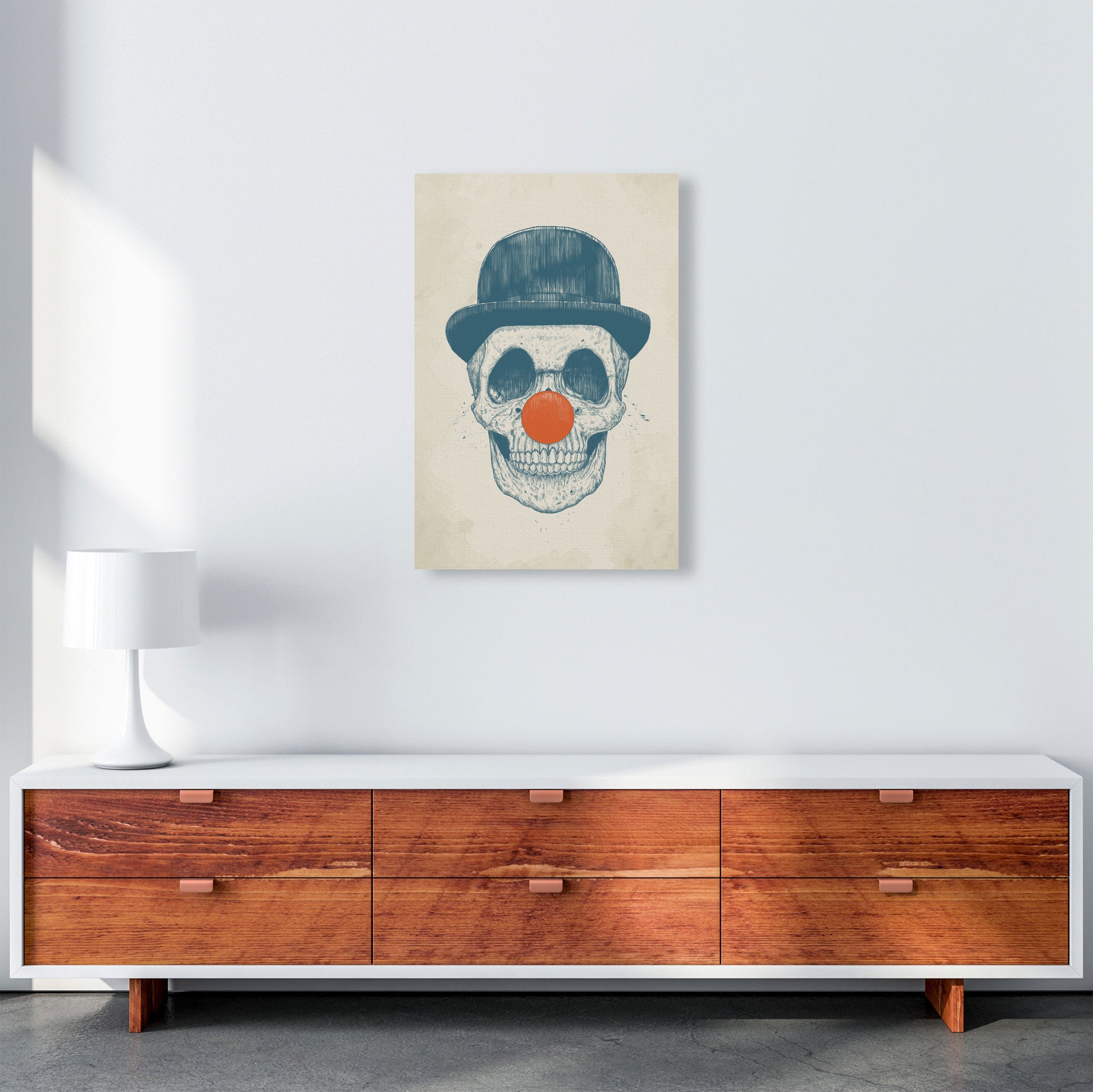 Dead Clown Skull Gothic Art Print by Balaz Solti A2 Canvas