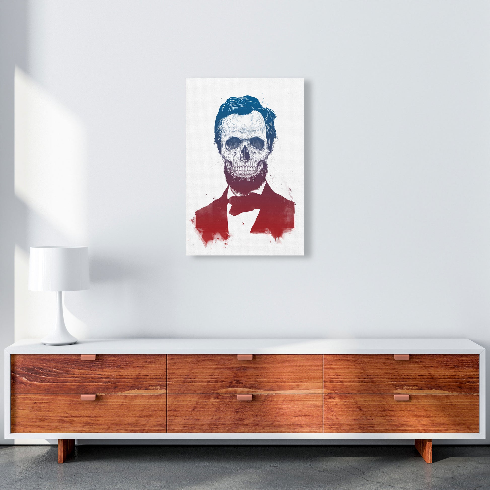 Dead Lincoln Skull Modern Art Print by Balaz Solti A2 Canvas