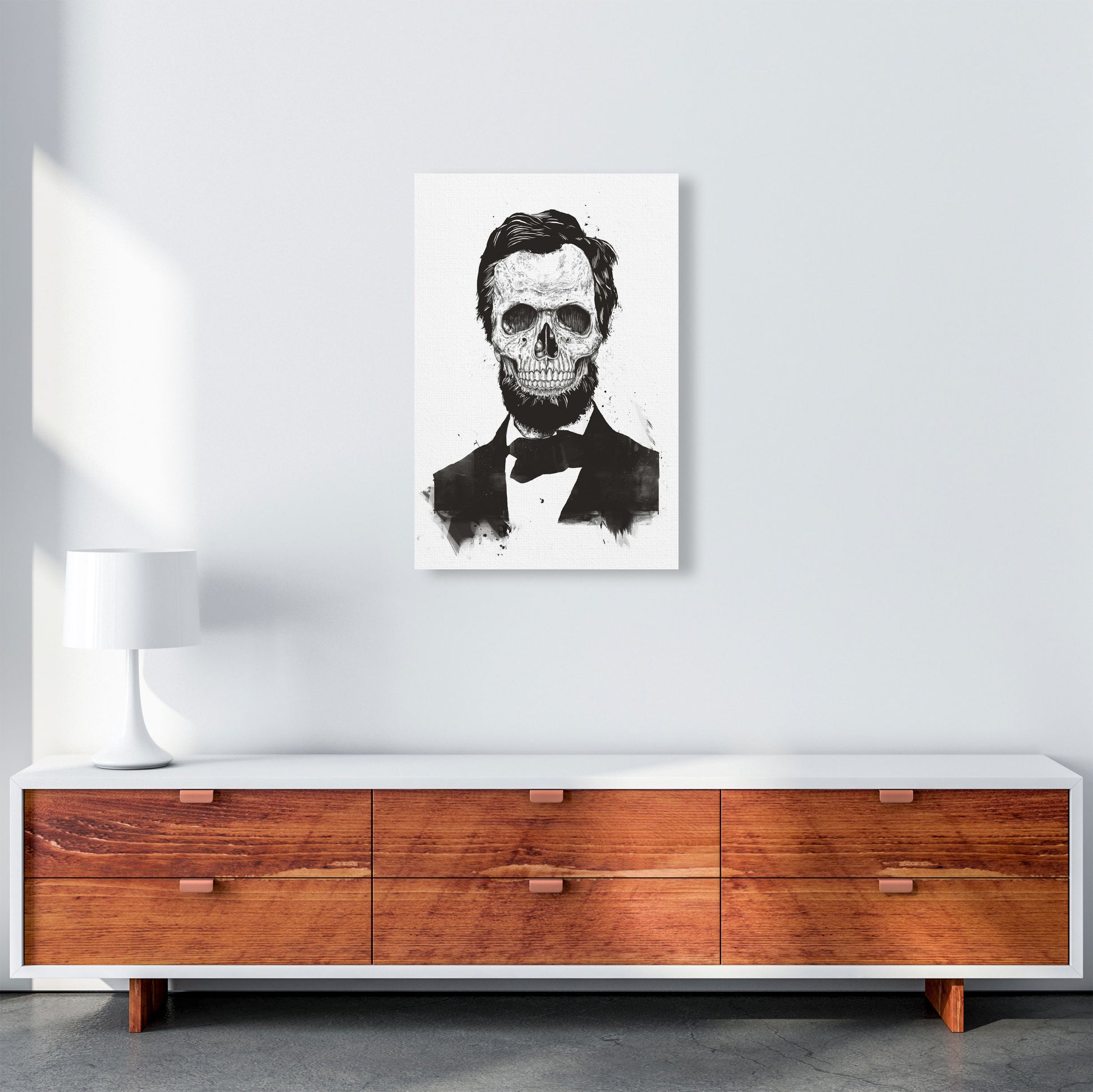 Dead Lincoln Skull B&W Modern Art Print by Balaz Solti A2 Canvas