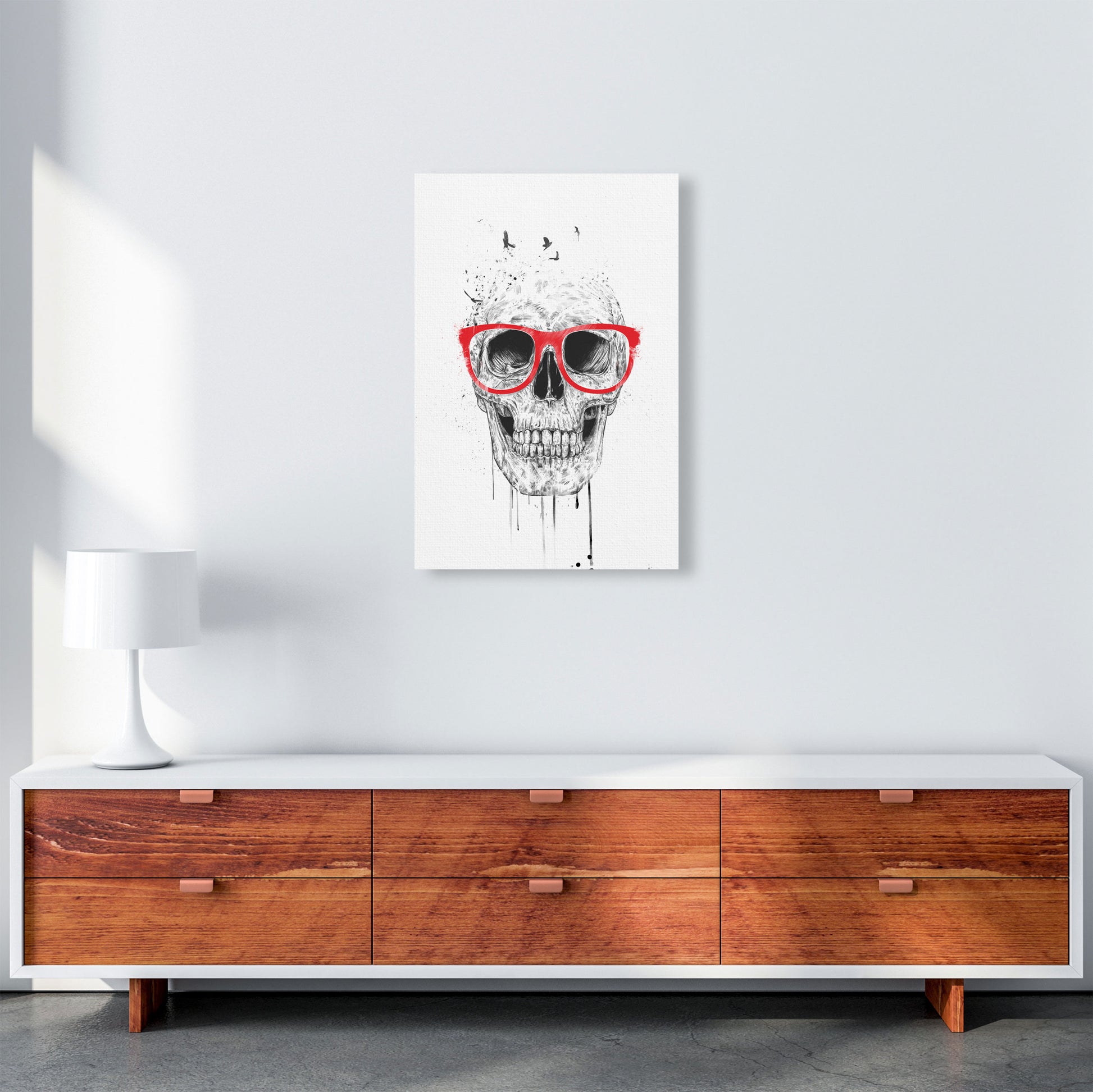 Skull With Red Glasses Art Print by Balaz Solti A2 Canvas