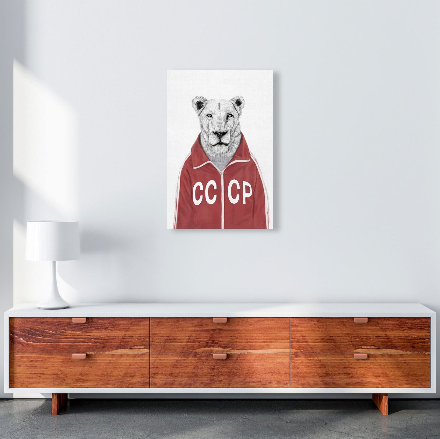 Soviet Lion Animal Art Print by Balaz Solti A2 Canvas