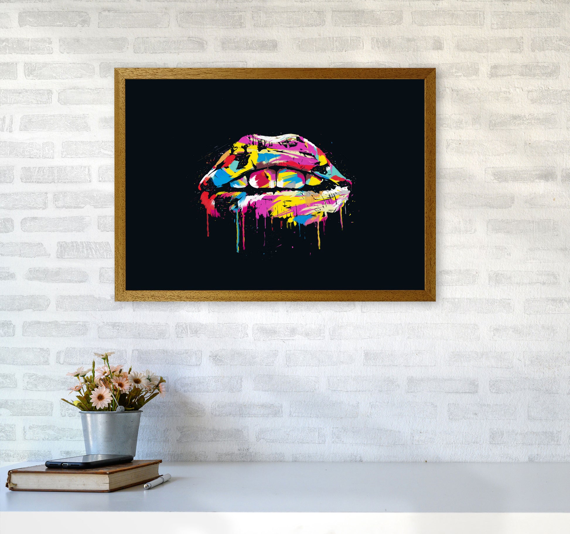 Colourful Lips Modern Art Print by Balaz Solti A2 Print Only