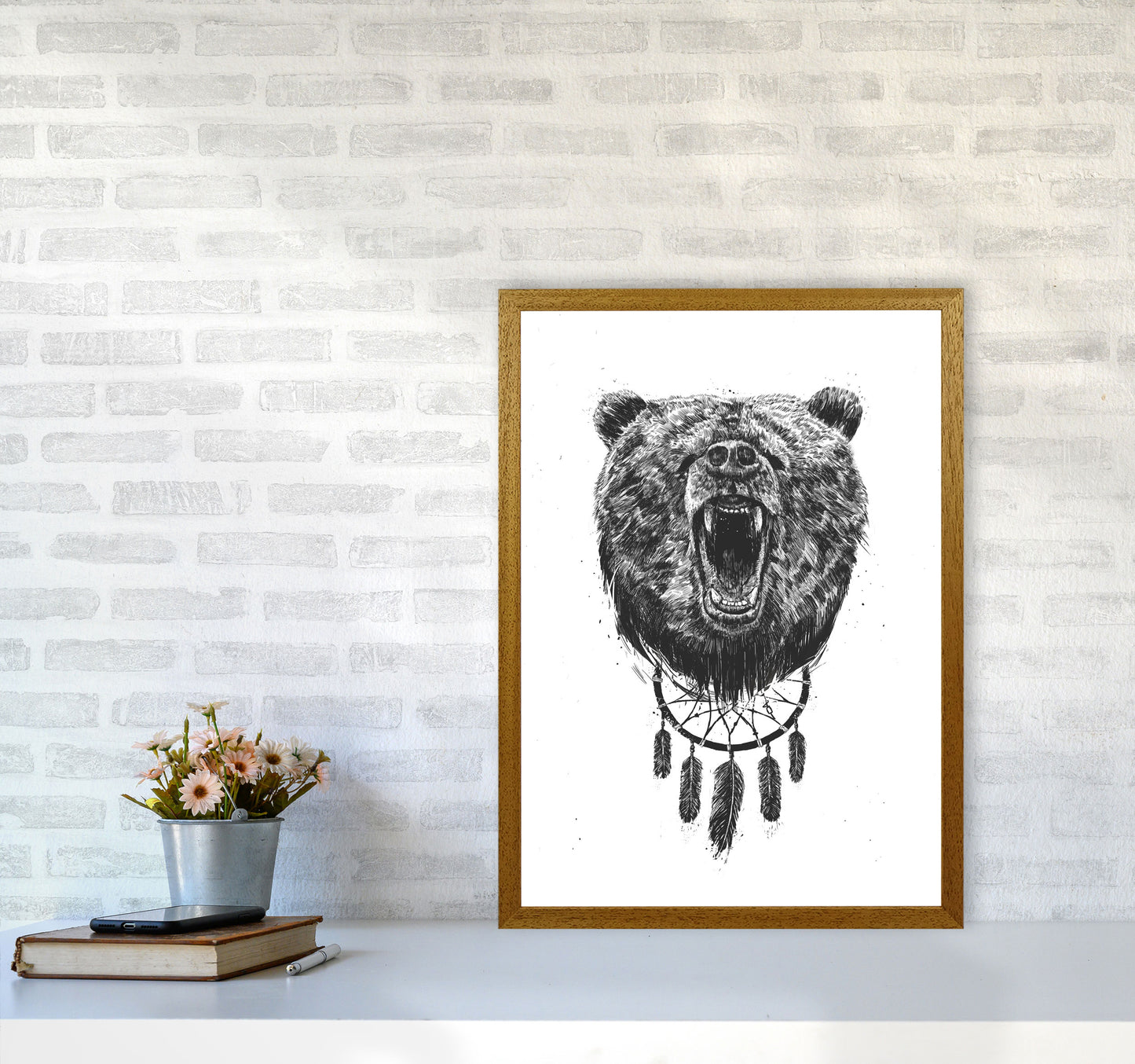 Don't Wake The Bear Animal Art Print by Balaz Solti A2 Print Only